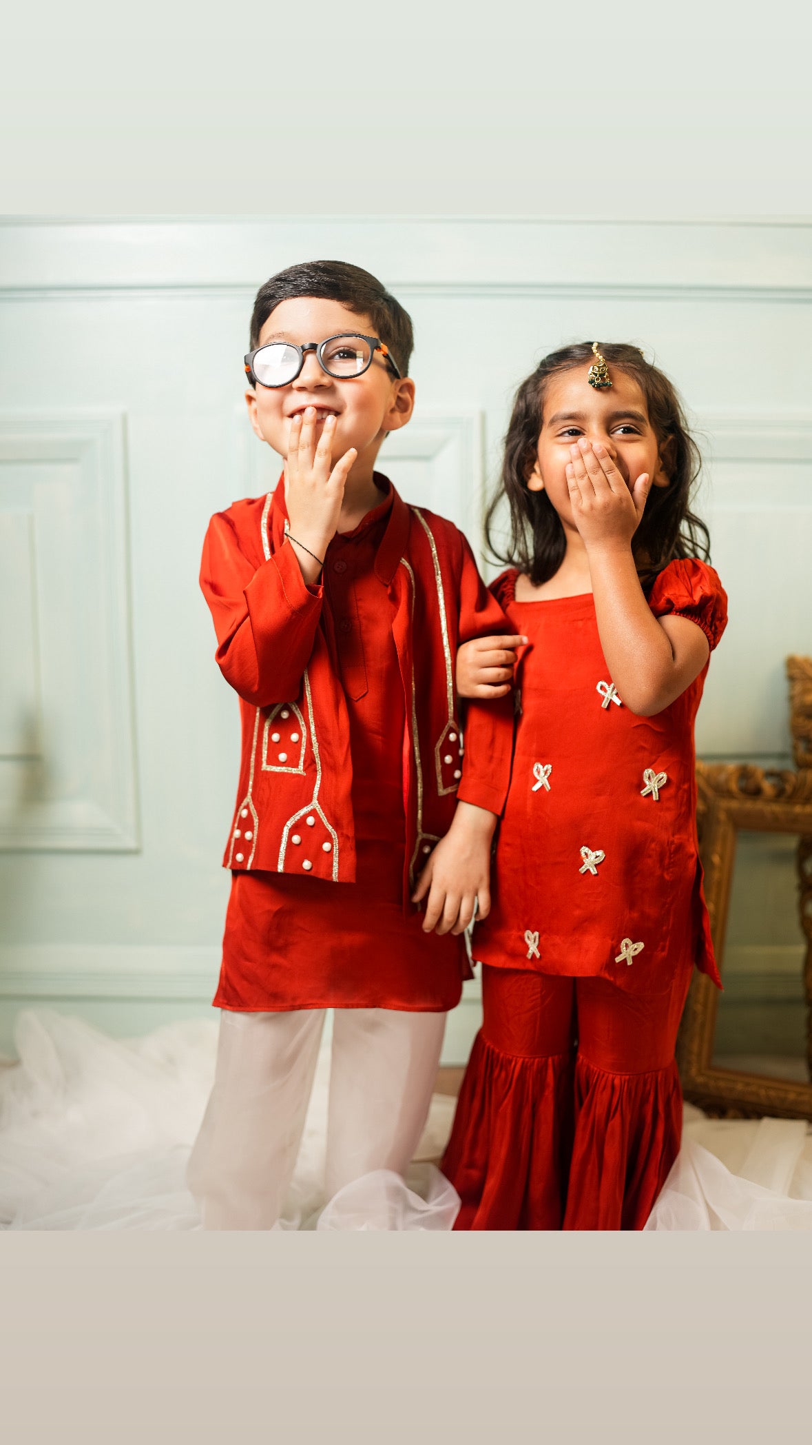 Zyaan Kids Ethnic 3-in-1 Pathani Kurta & Jacket Set