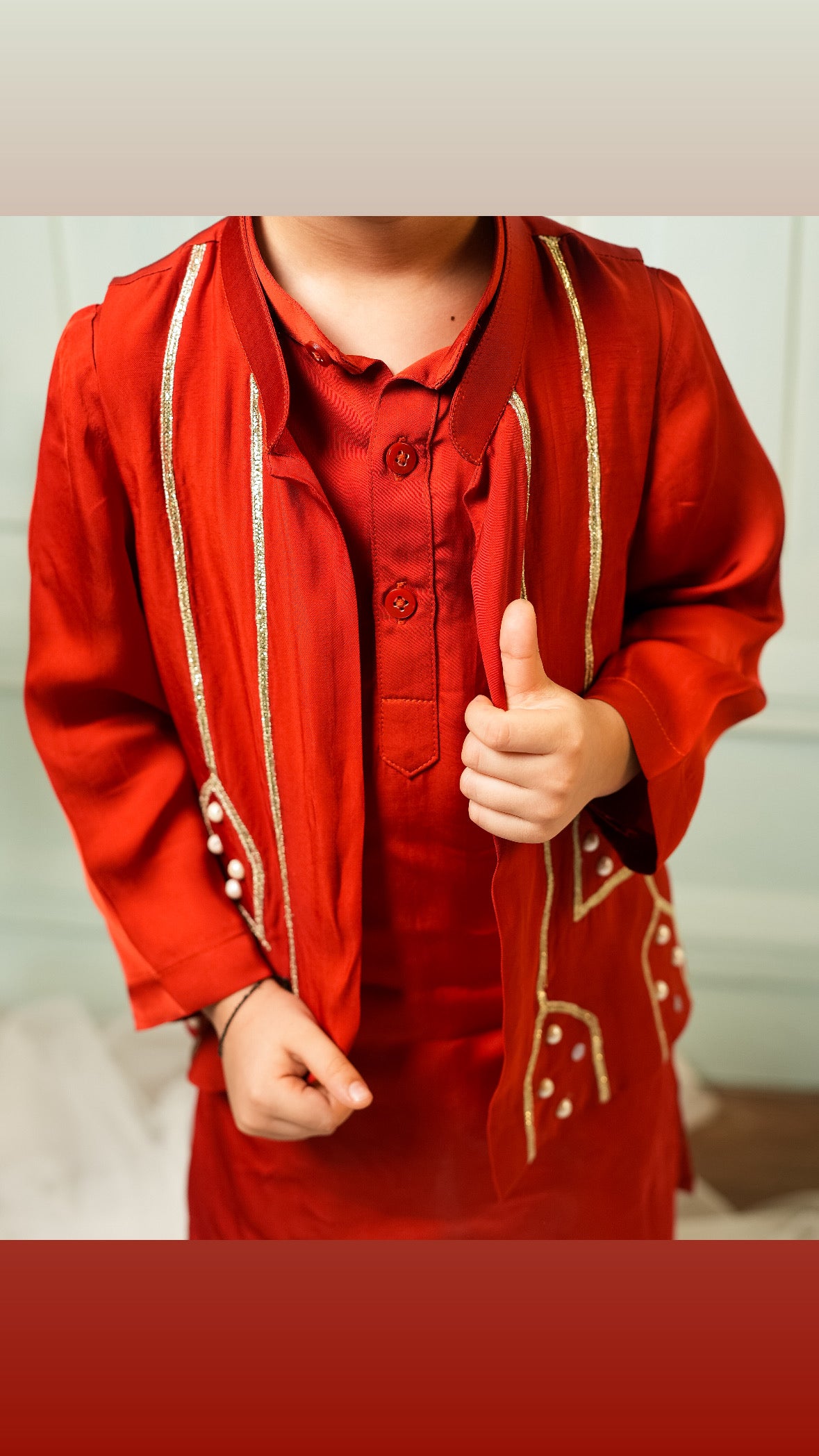 Zyaan Kids Ethnic 3-in-1 Pathani Kurta & Jacket Set