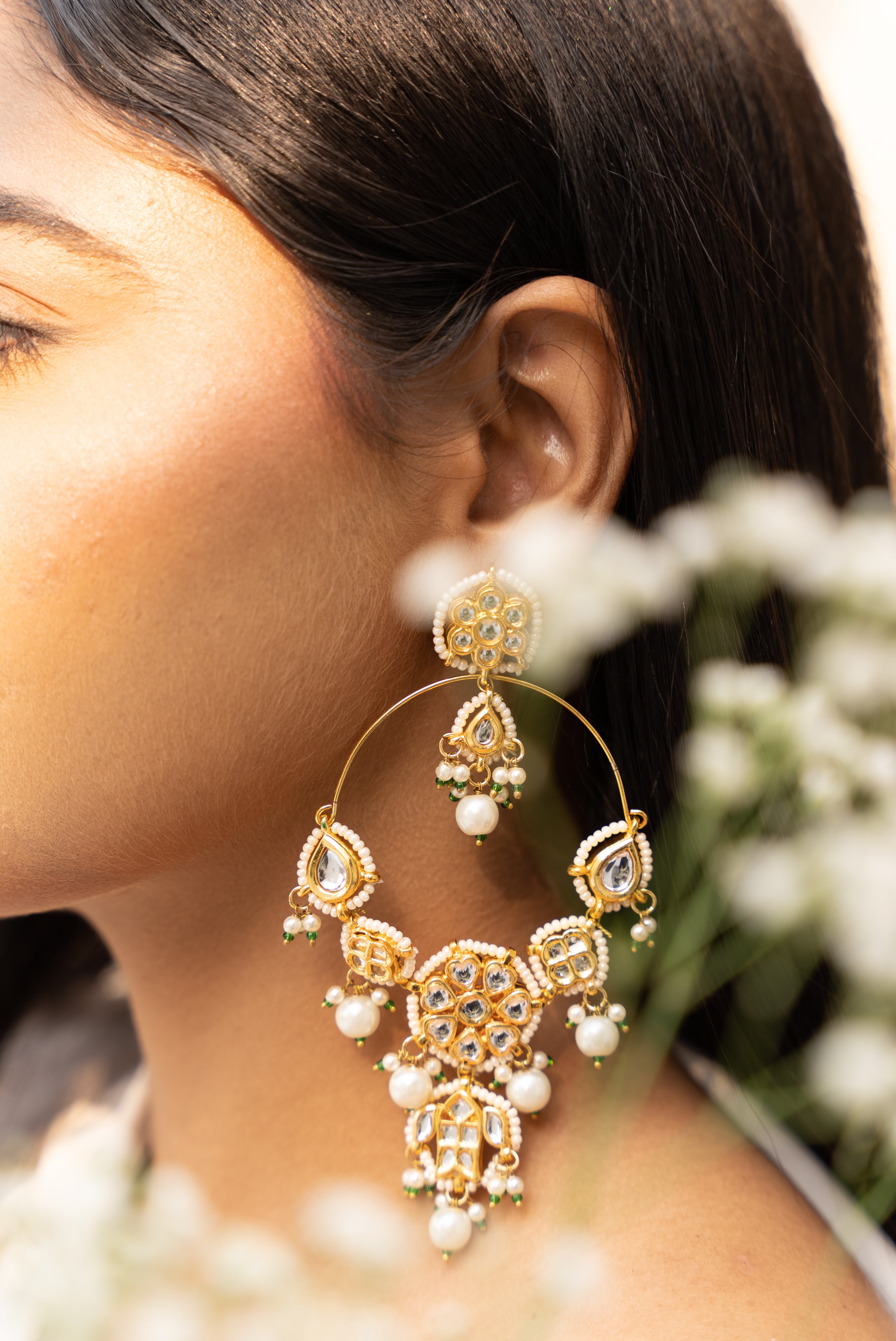 Reva Chandbali –  Pearl Drop Detailing | Customisable