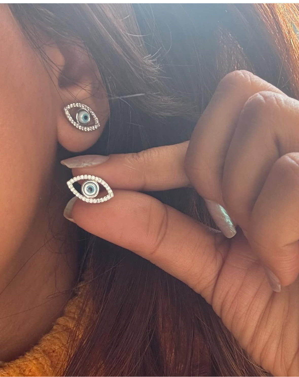 92.5 Sterling Silver Evil Eye Studs
