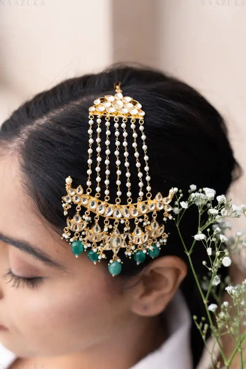 Amyra Passa – 22K Gold Plated | Customisable Bridal Side Headpiece | Made to Order