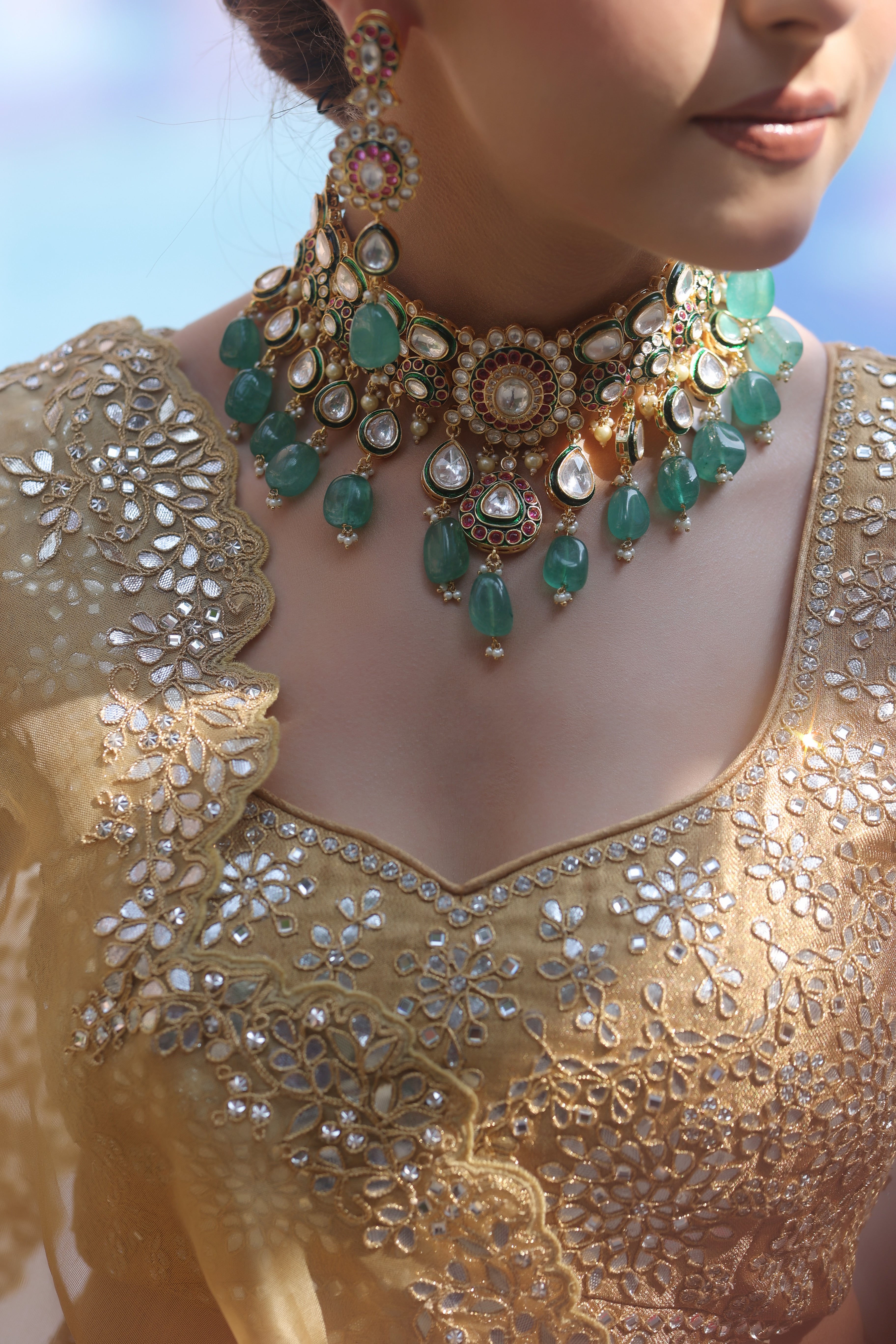Seerat Necklace Set – 22K Gold Plated | Made to Order