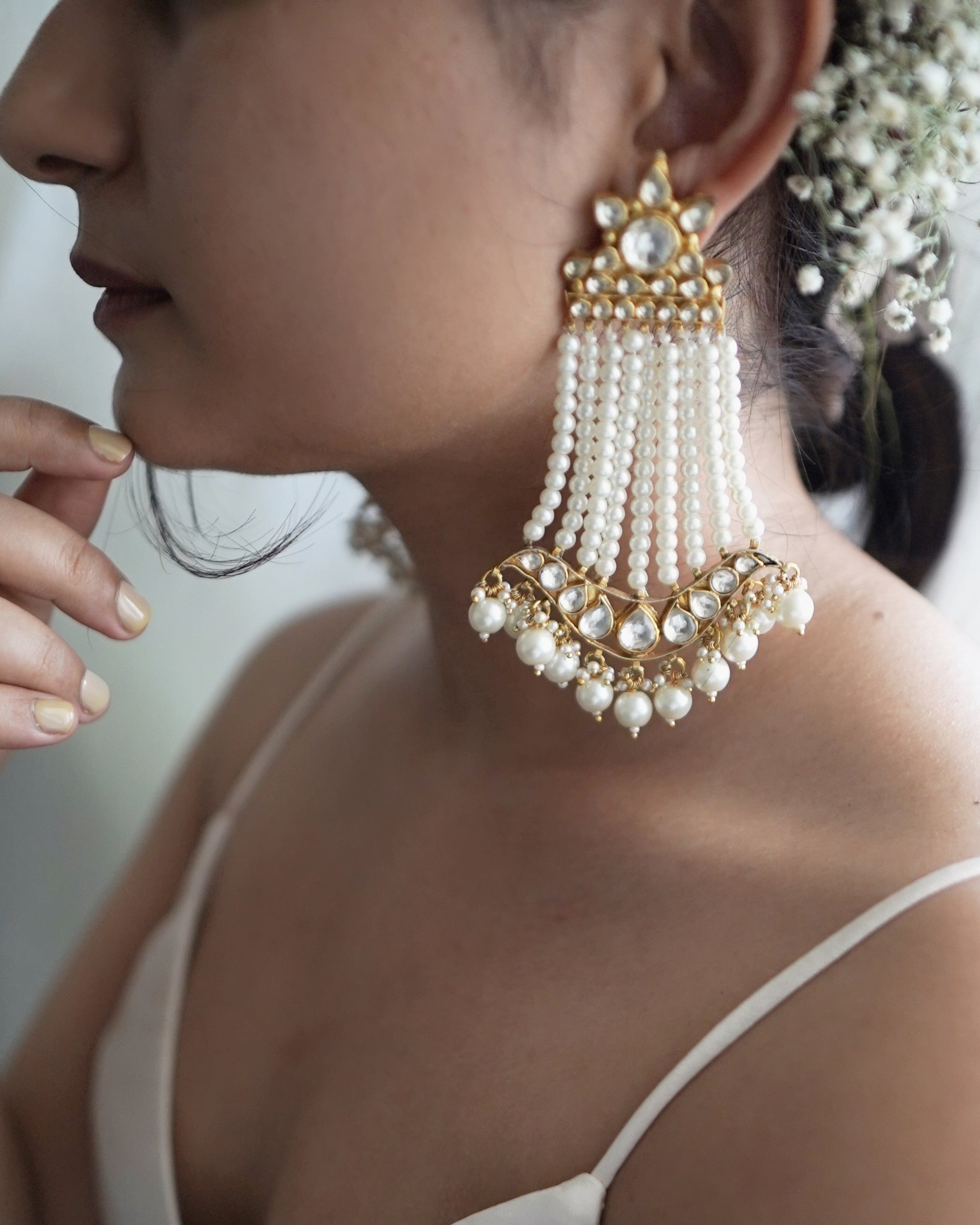 Sahiba Chandbalis – 22K Gold Plated | Dual-Style Earrings & Side Passa | Made to Order