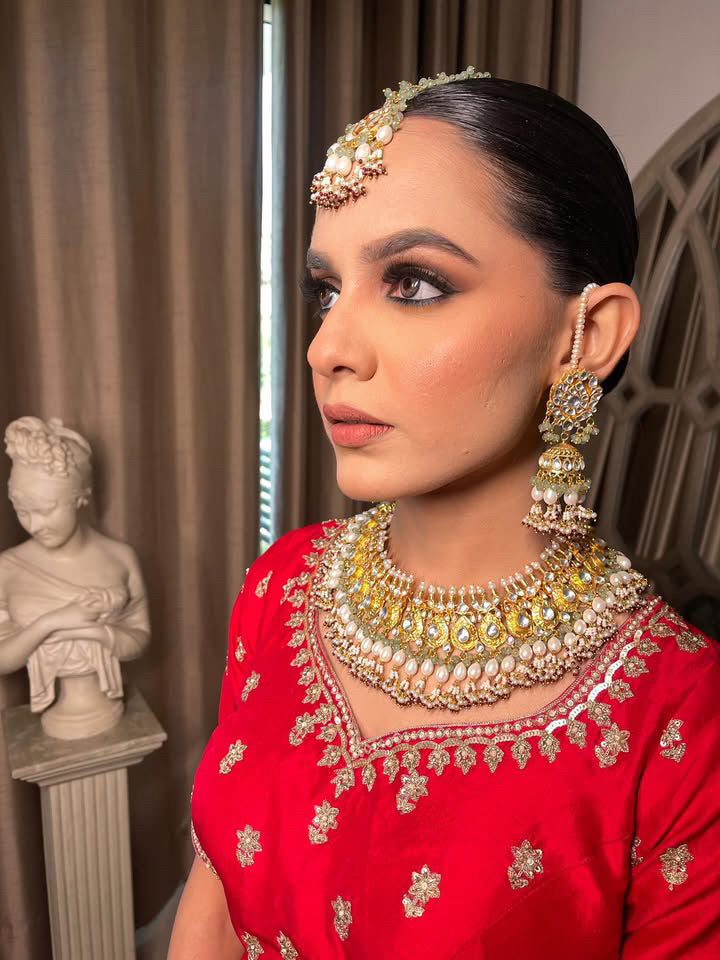 Huma Bridal Set – 22K Gold Plated | Kundan & Pearl Work