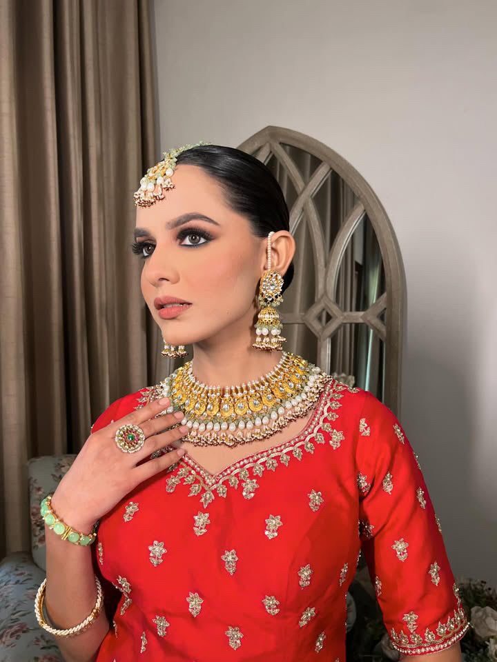Huma Bridal Set – 22K Gold Plated | Kundan & Pearl Work