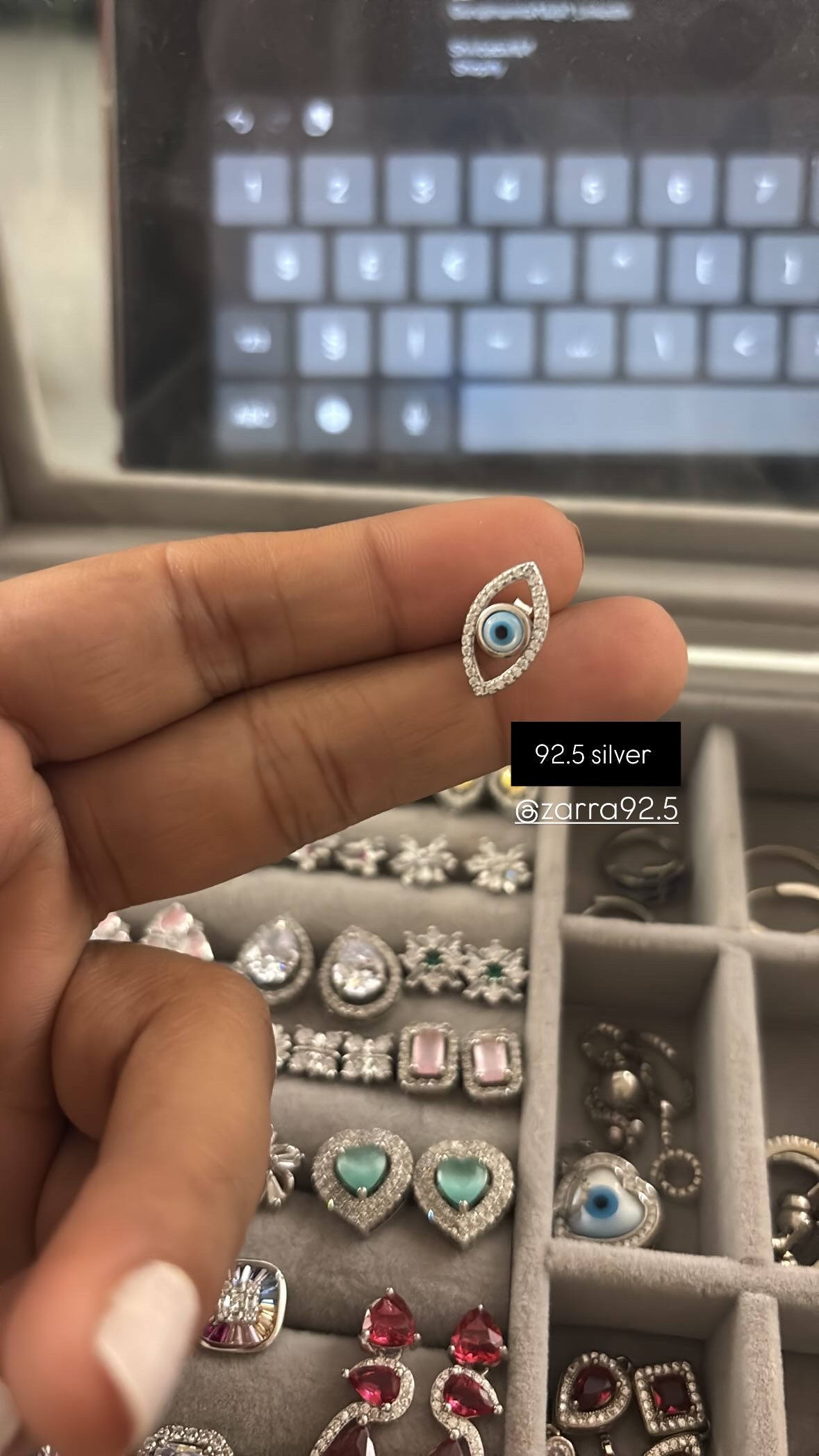 92.5 Sterling Silver Evil Eye Studs