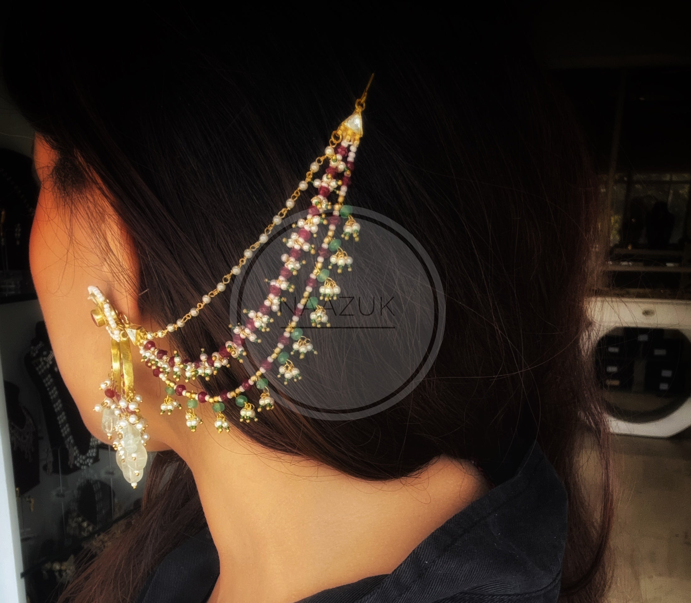 Chanda Layered Earchains with Pearls