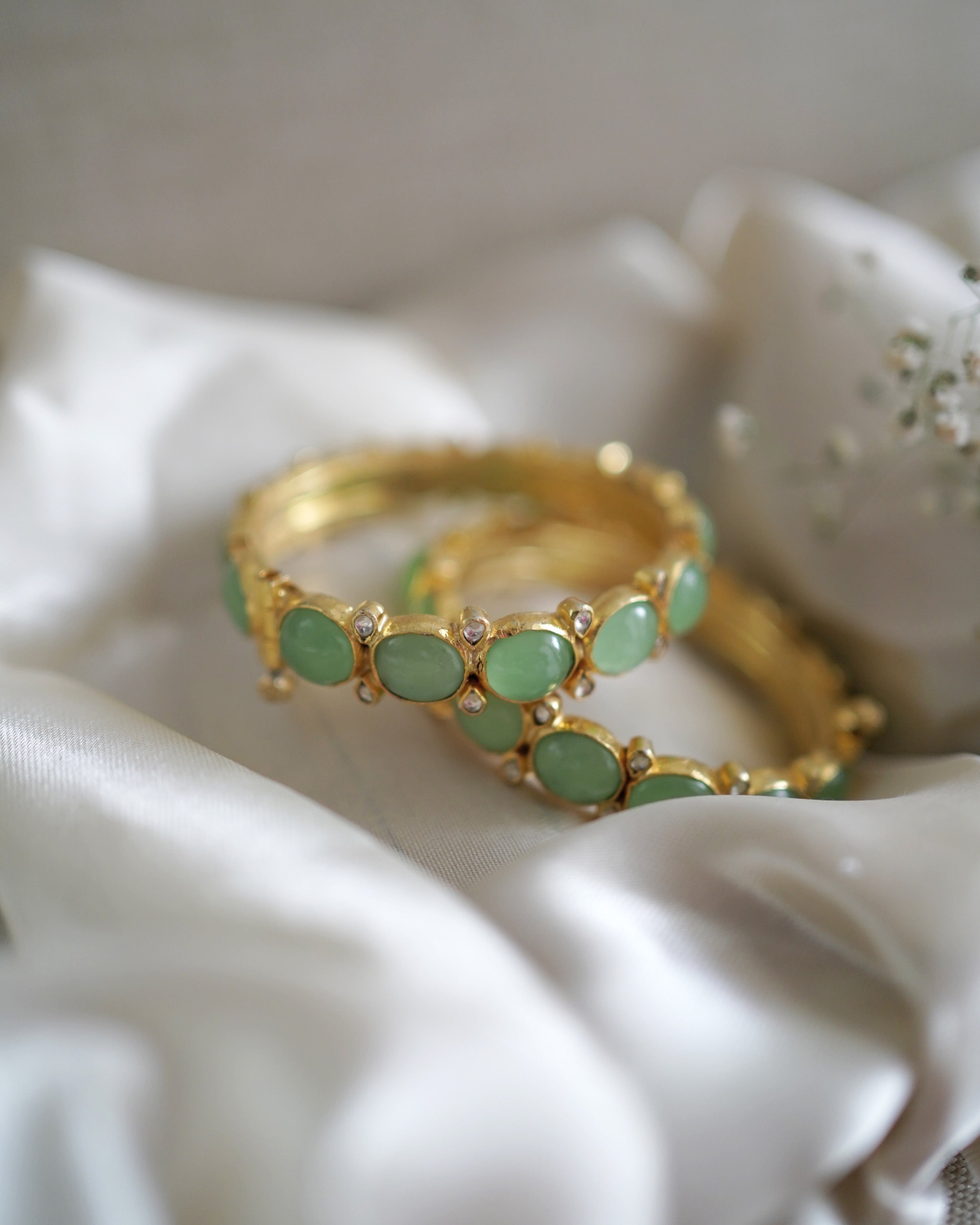 Jade Kangan – 22K Gold Plated | Semi-Precious Jade Detailing | Openable Design