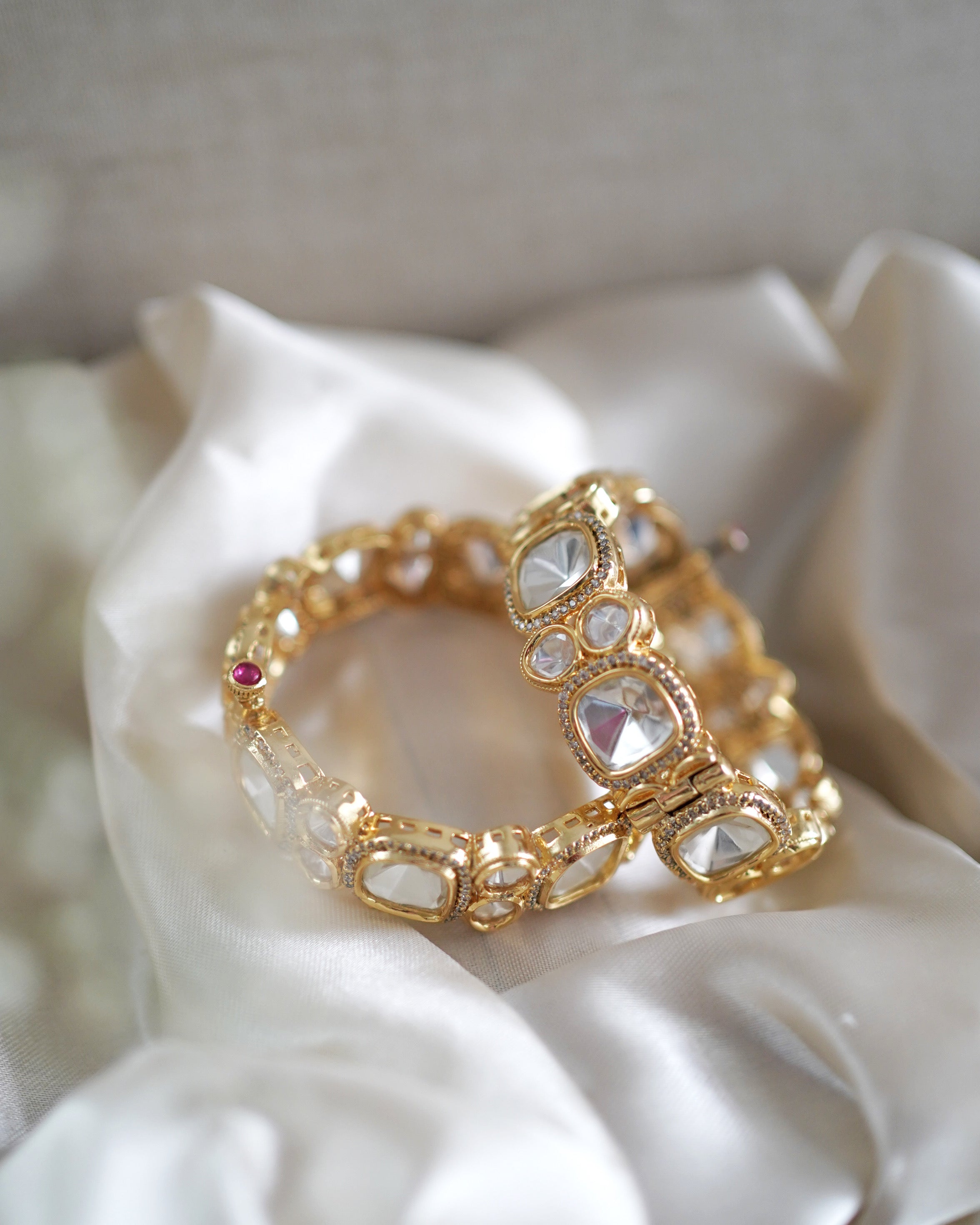 Solid Polki Kangan  22K Gold Plated | Openable
