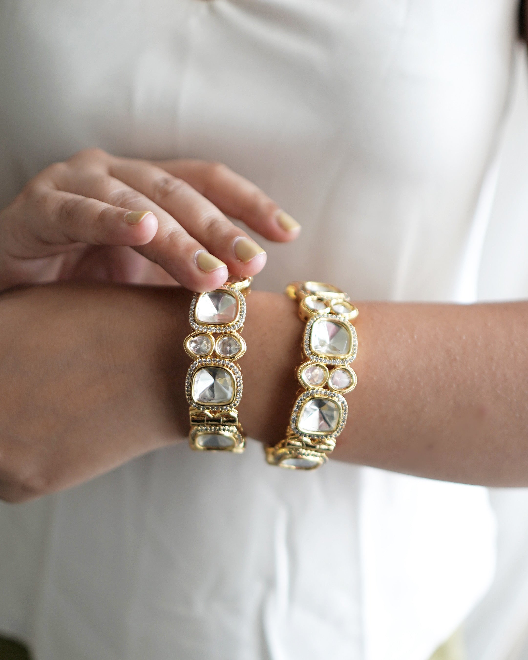Solid Polki Kangan  22K Gold Plated | Openable