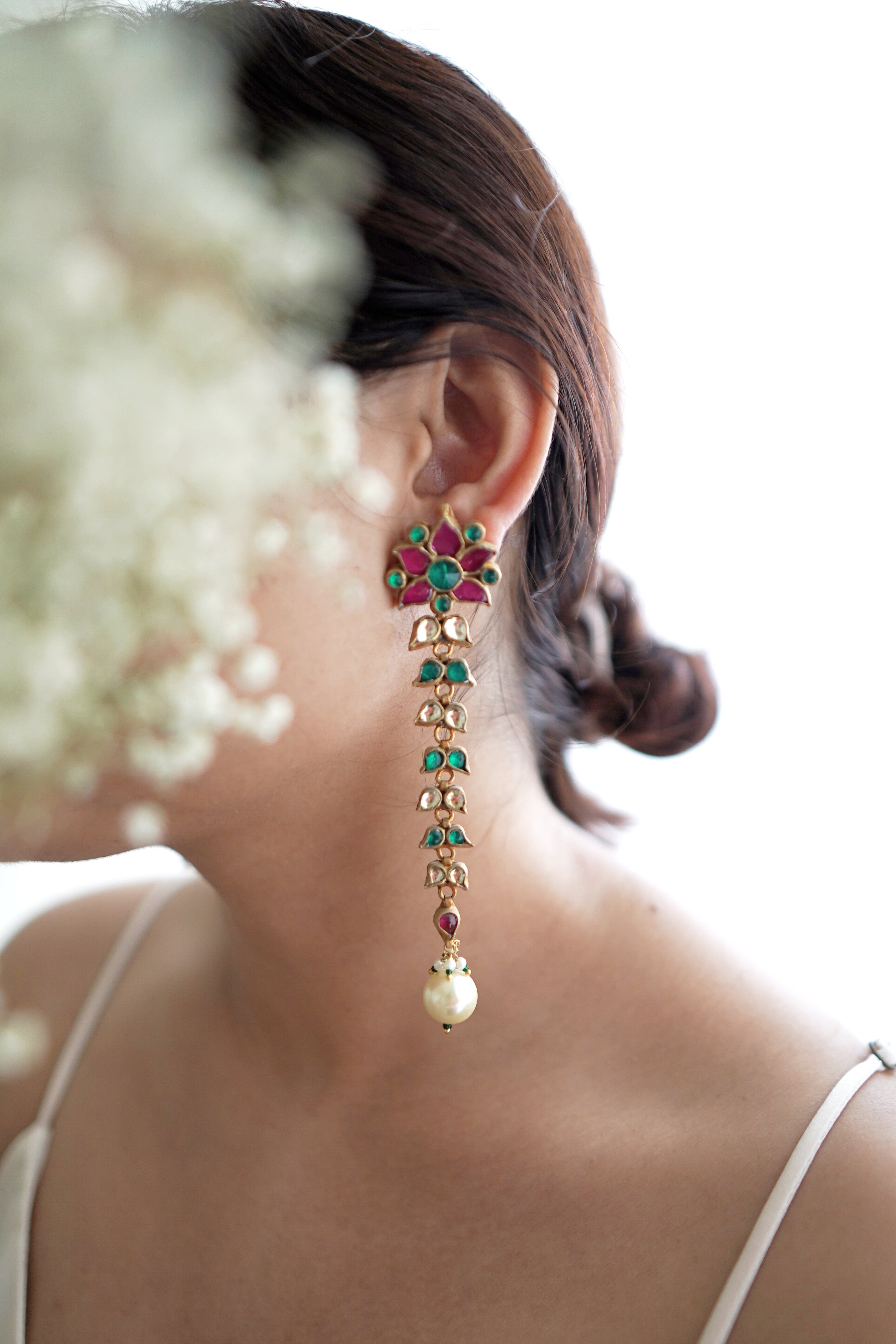 Phool Chandelier Earrings – 22K Gold Plated | Floral Motif | Statement Ethnic Earrings