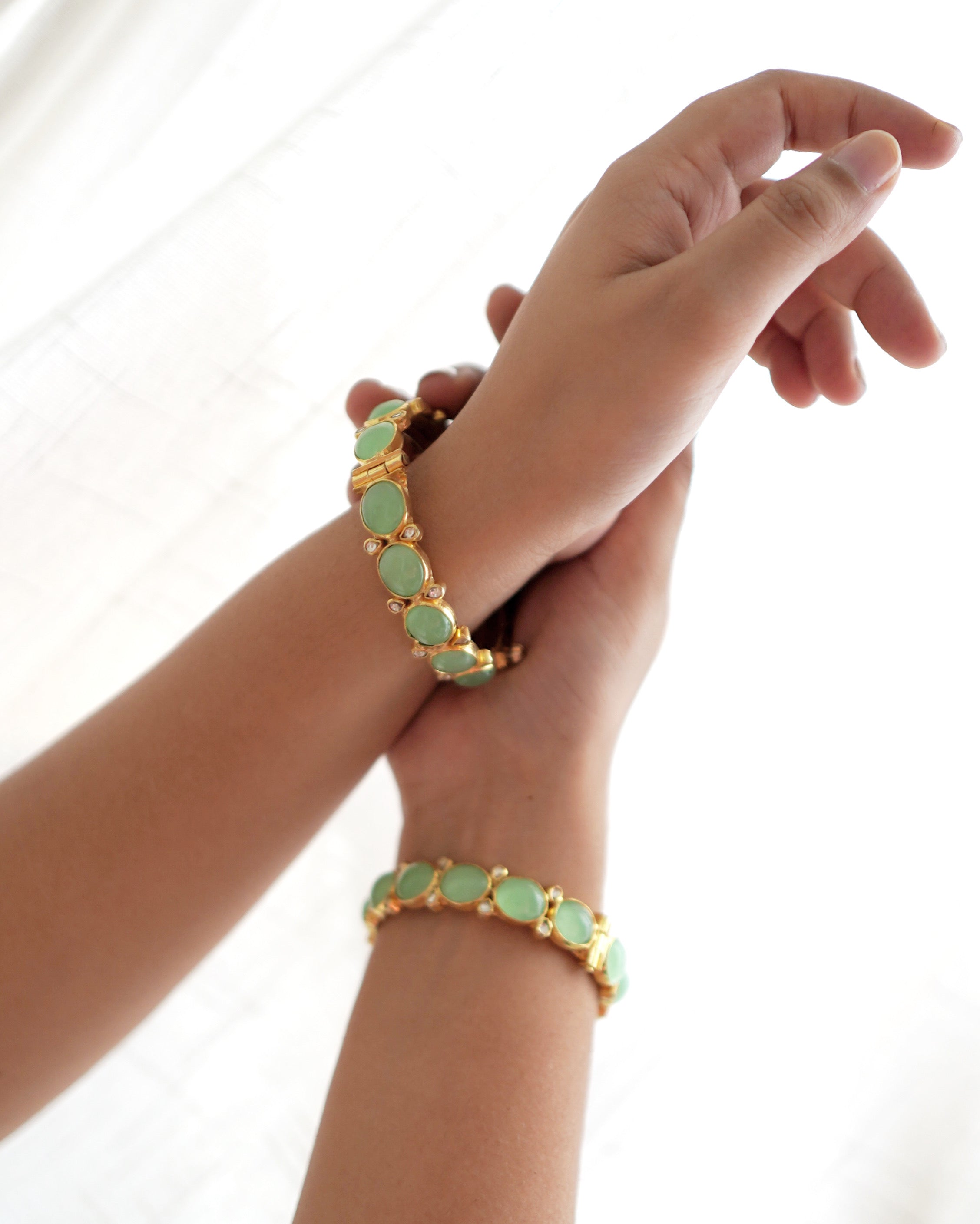 Jade Kangan – 22K Gold Plated | Semi-Precious Jade Detailing | Openable Design