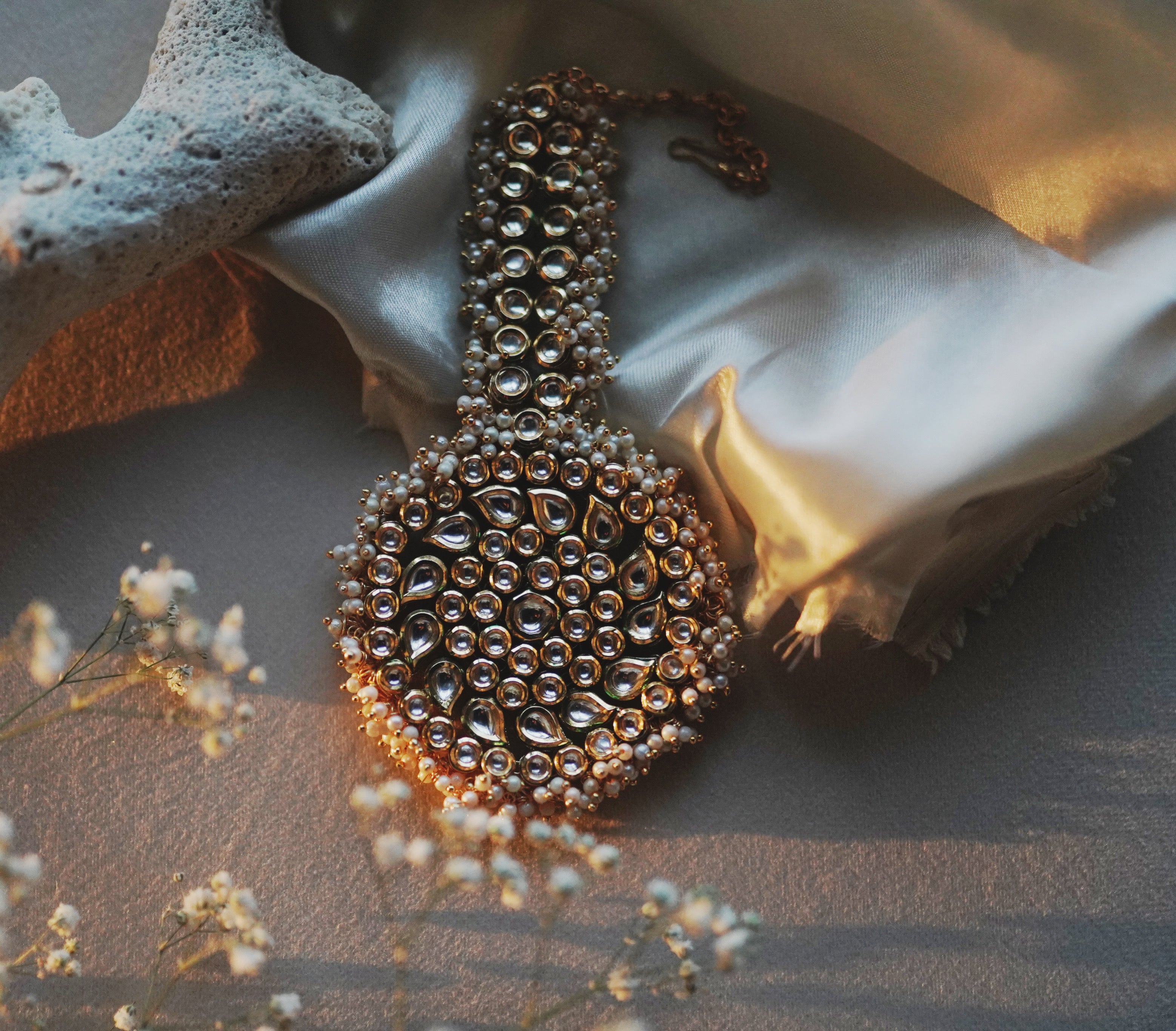 Jazz Cluster Maangtika | 18K Gold Plated | Statement Bridal Headpiece
