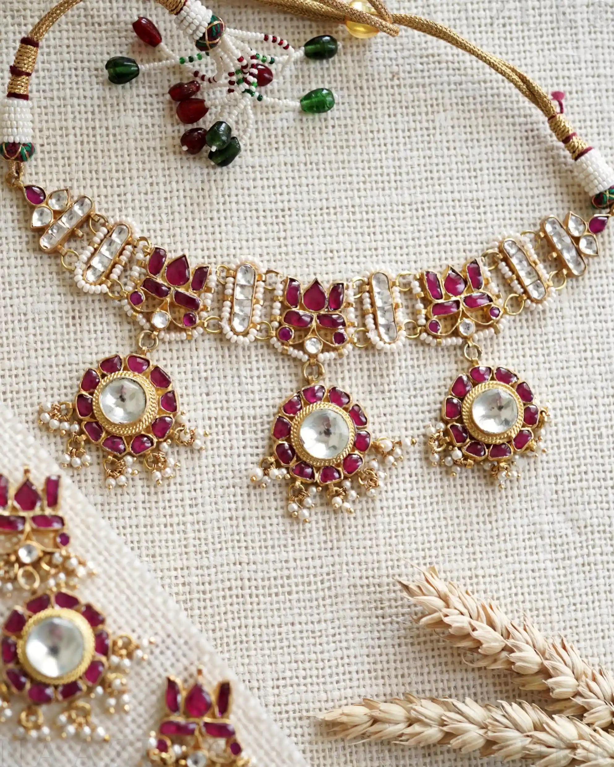 Alia Minimal Choker – Pachi Kundan with Floral Drop Detailing