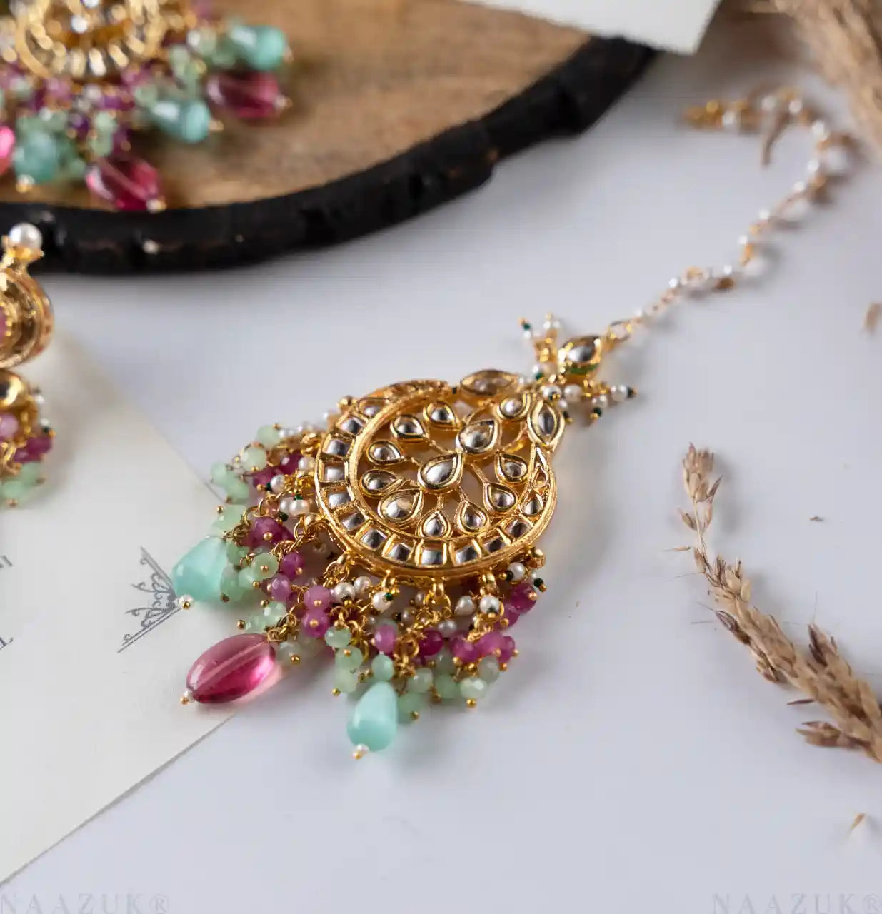 Sunehri Necklace Set – Mint Green Elegance