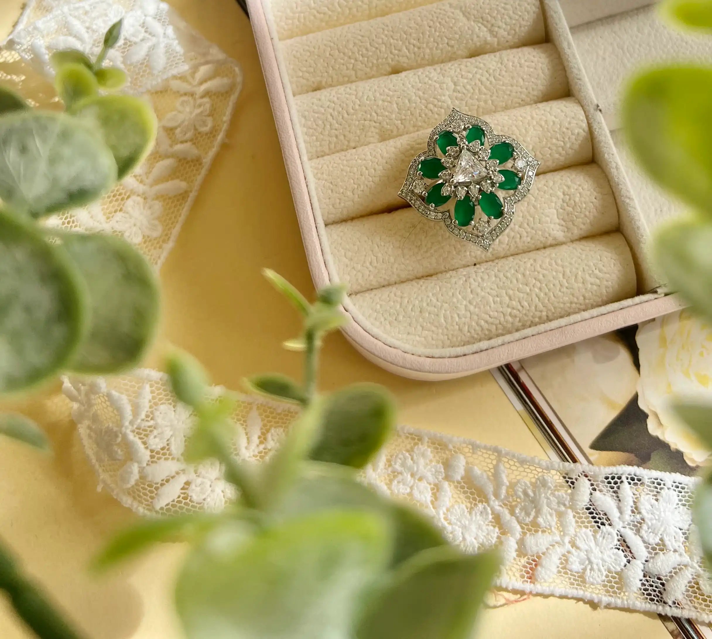 Queen Emerald Bridal Cocktail Ring – A Regal Statement of Love and Luxury