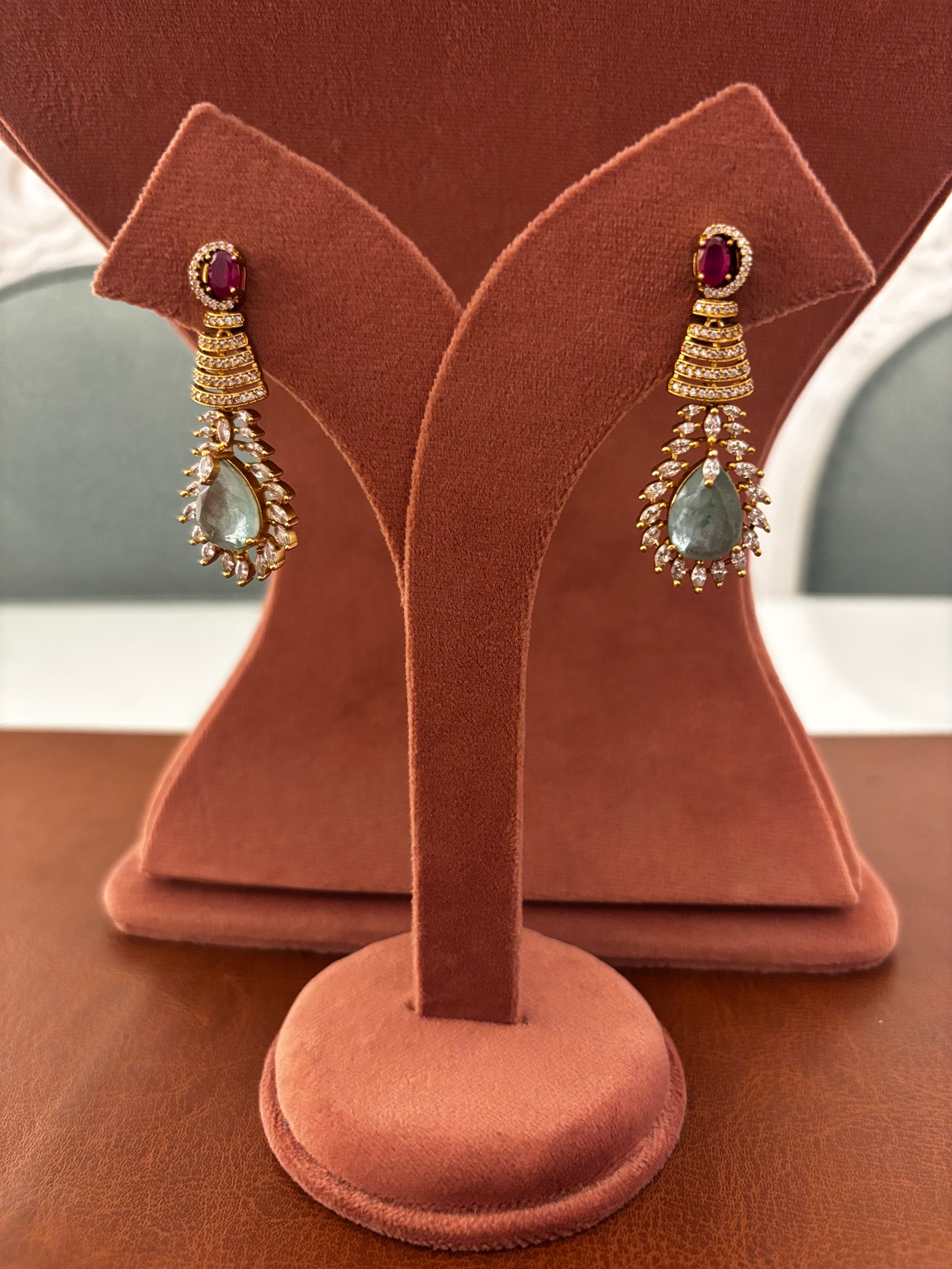 💎 Rubiara Diamond Elegance Set – Ruby Drop Statement Jewellery