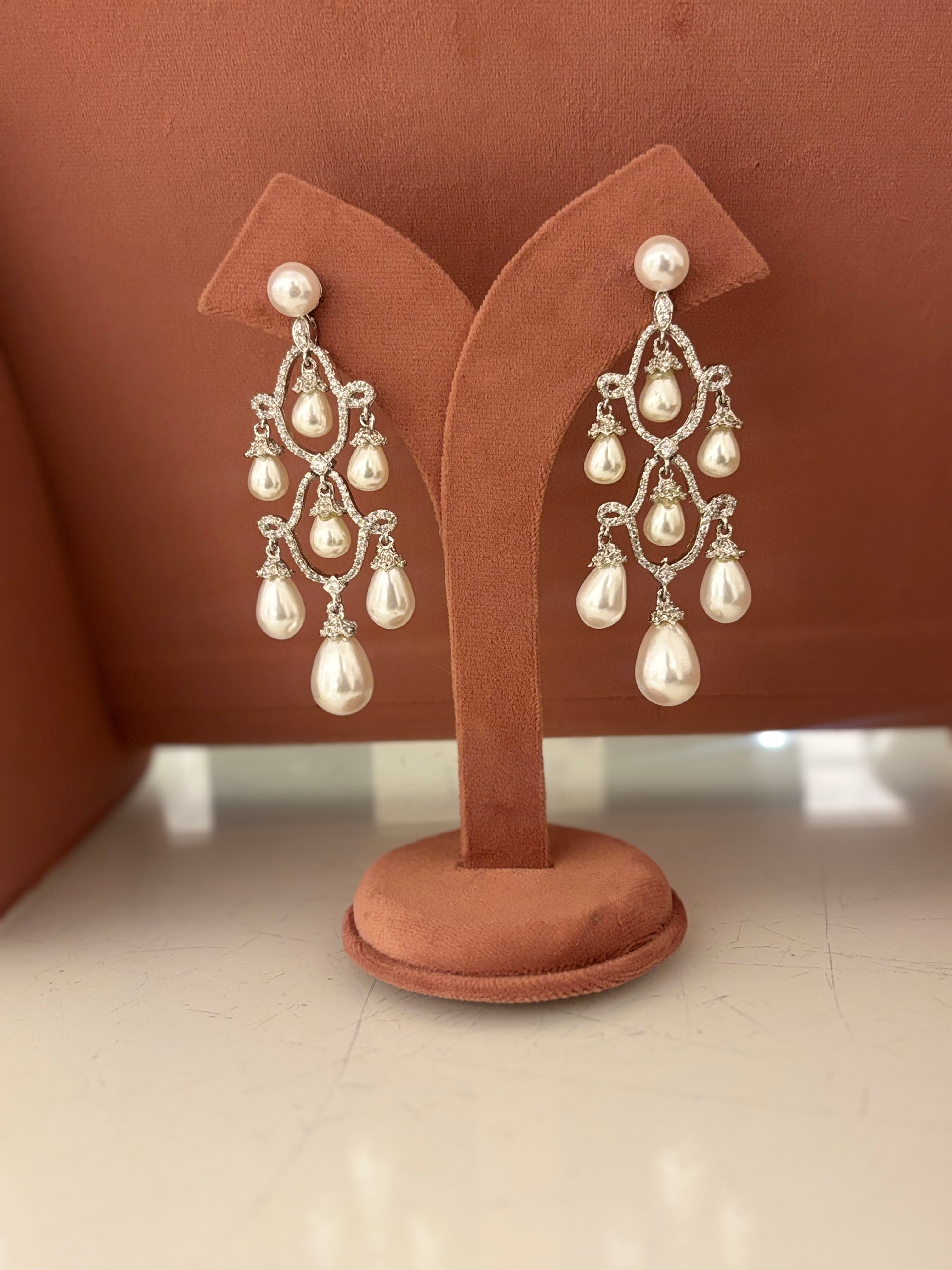 Ivory Grace Pearl Chandelier Earrings