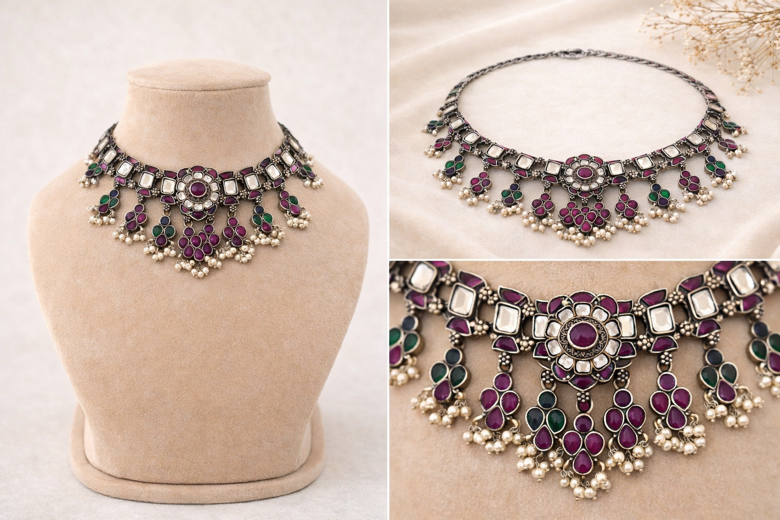 👑 RangRani Ratna Choker – Ruby & Emerald Kundan Heritage Necklace