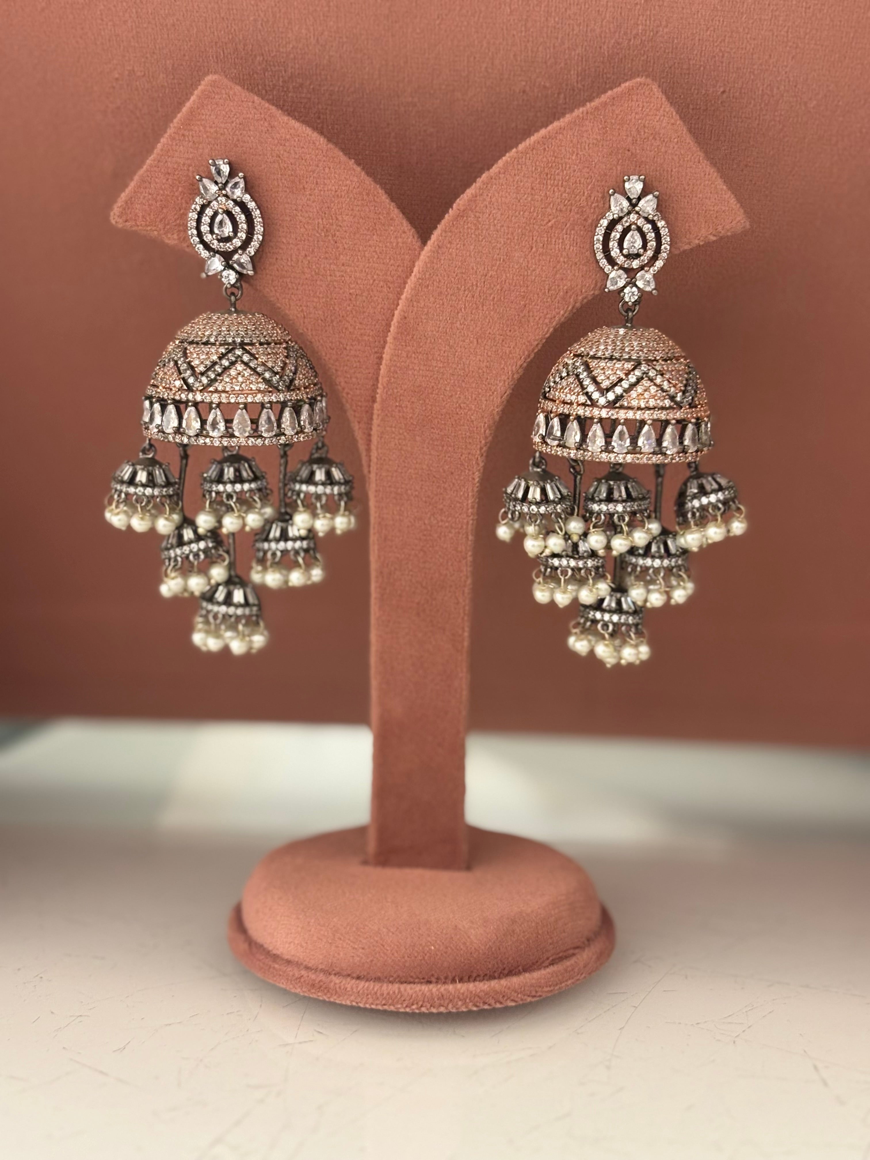 Aariza Oversized Diamond Jhumkas