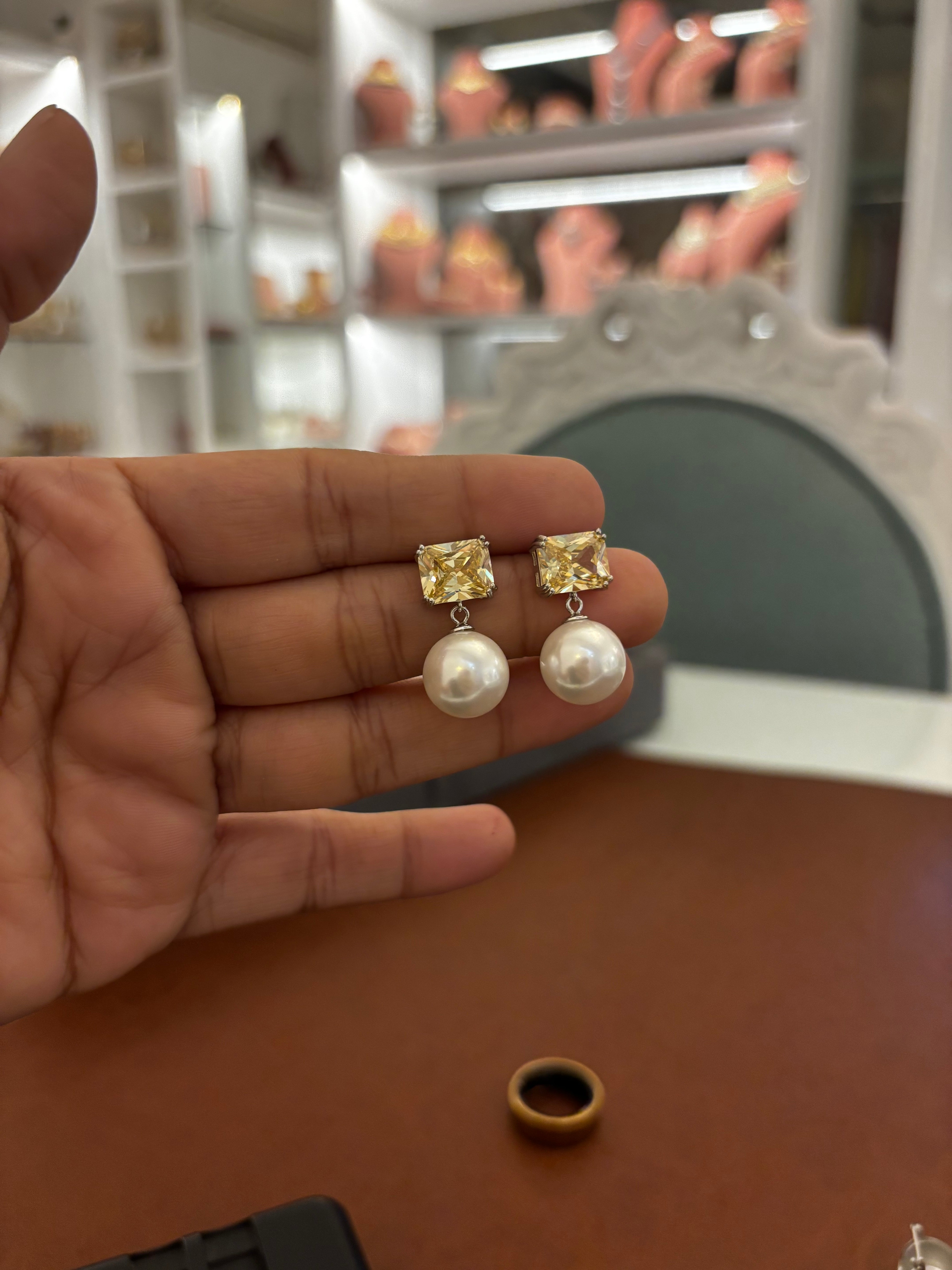 Celeste Pearl Drop Stud Earrings - 92.5 Sterling Silver
