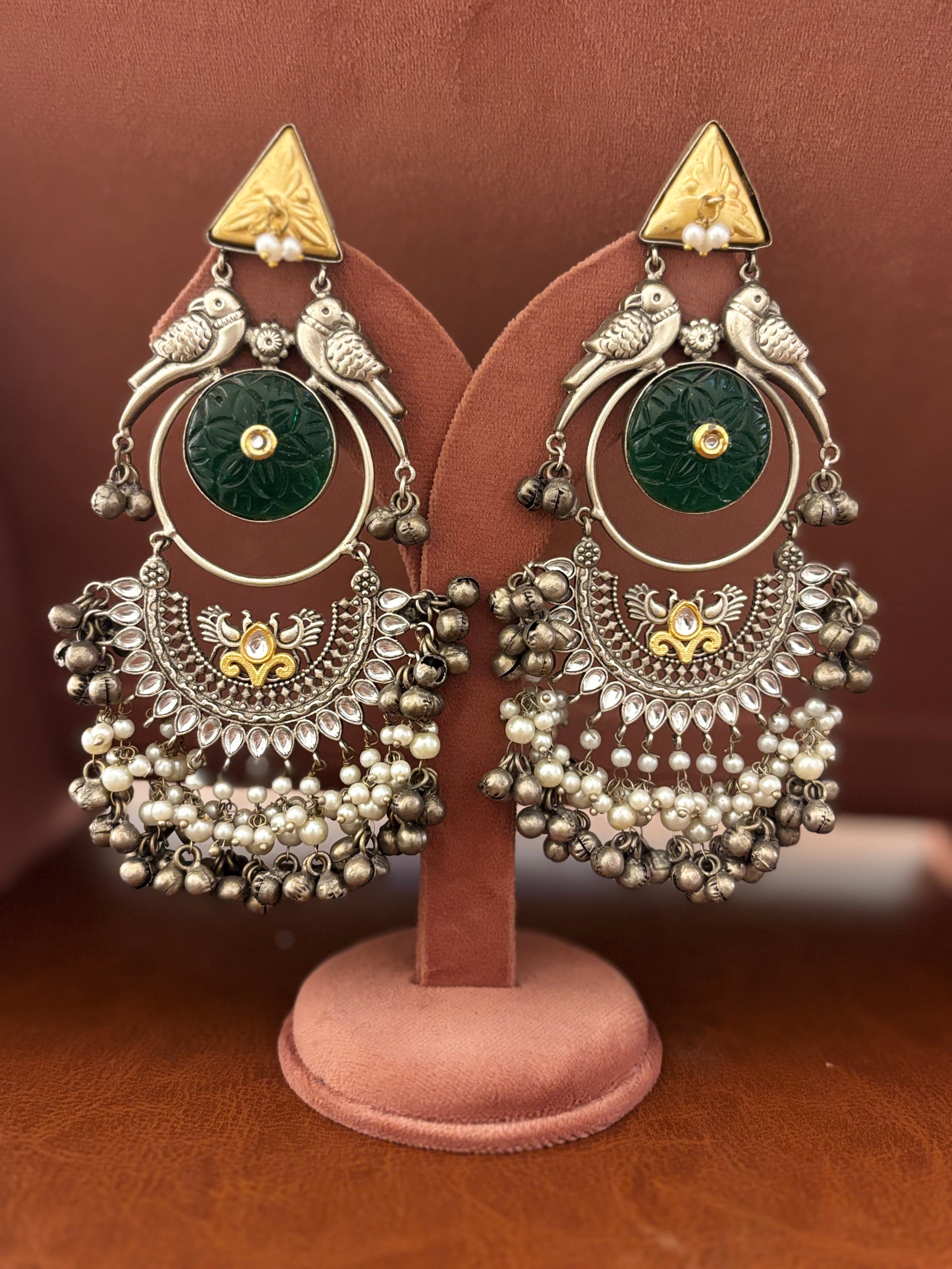 ✨ ChandNoor Grand Chandbalis – Oversized Silver Statement Earrings