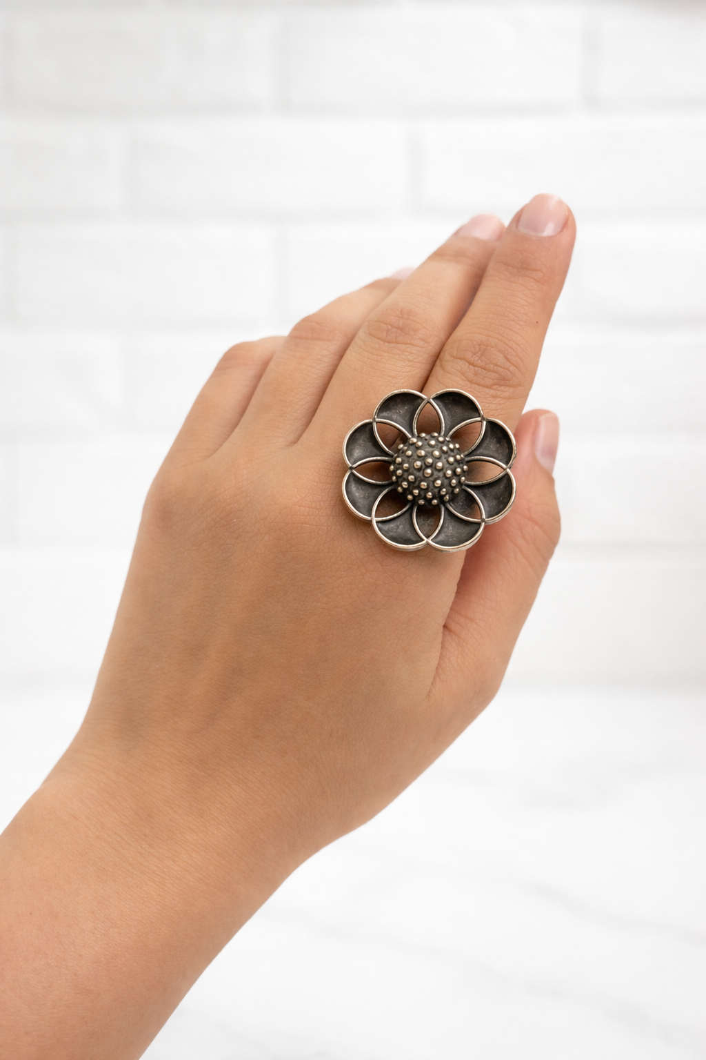 🌻 SuryaBloom Sunflower Ring – Floral Statement Luxury Jewellery adjustable