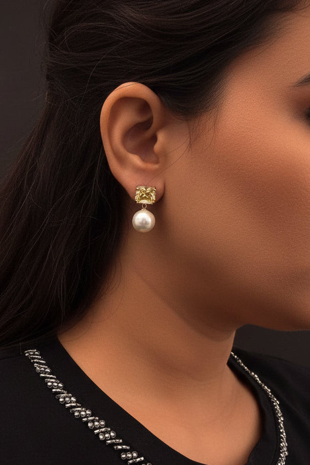 Celeste Pearl Drop Stud Earrings - 92.5 Sterling Silver