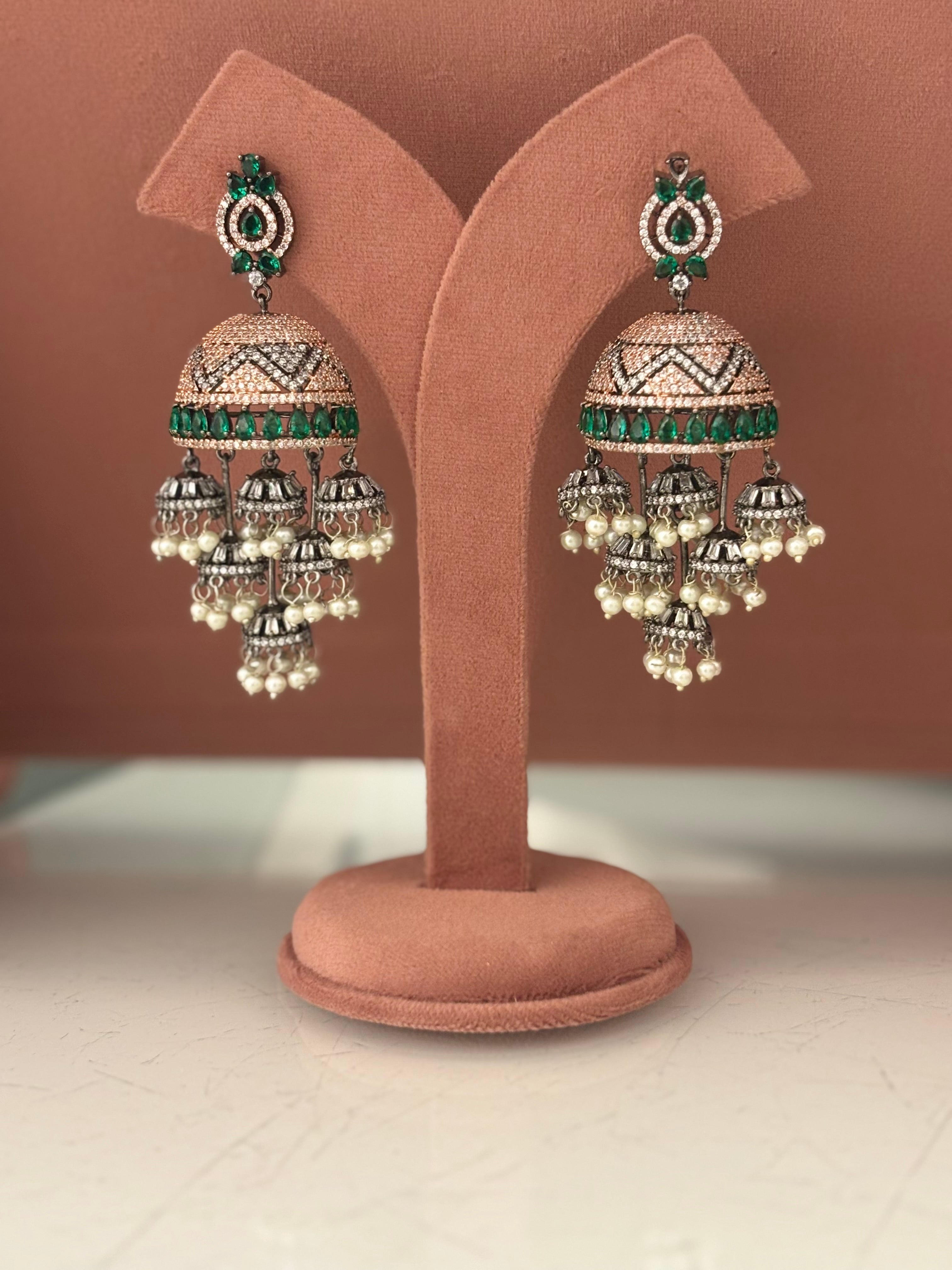 Aariza Oversized Diamond Jhumkas