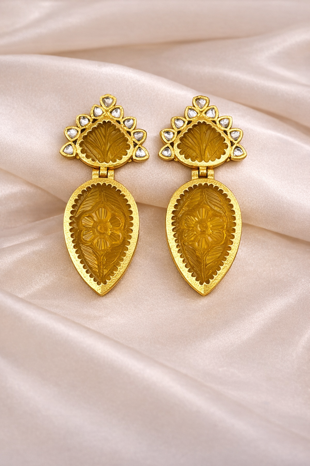 Rivana StoneCraft Drops – Carved Stone Statement Earrings (Clearance Sale)