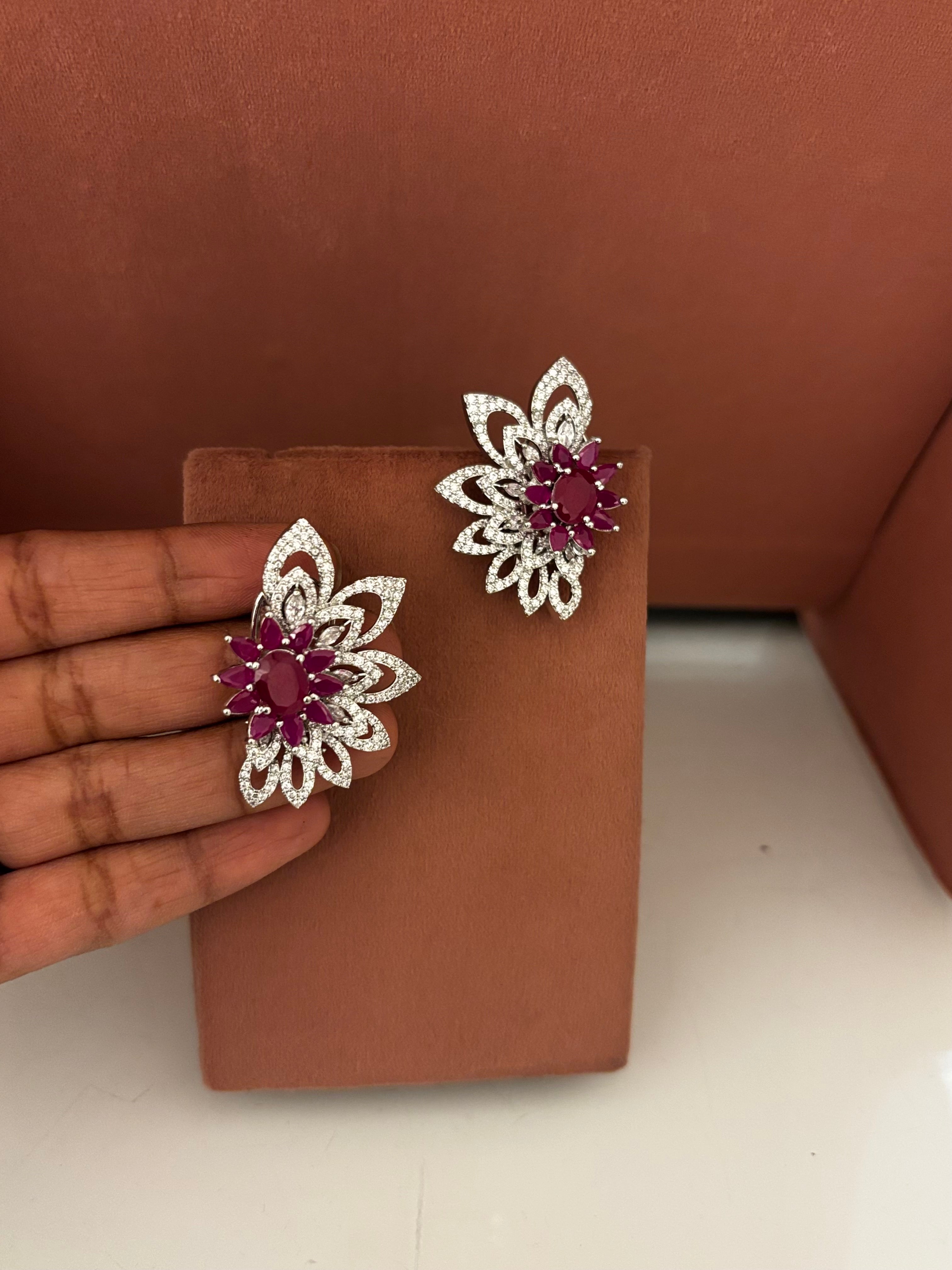 Floral Statement Earrings | Luxury Bridal & Party Wear Jewellery