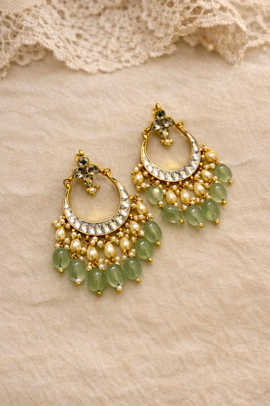 👑 NoorVanshi Kundan Chandbalis – Royal Heritage Earrings