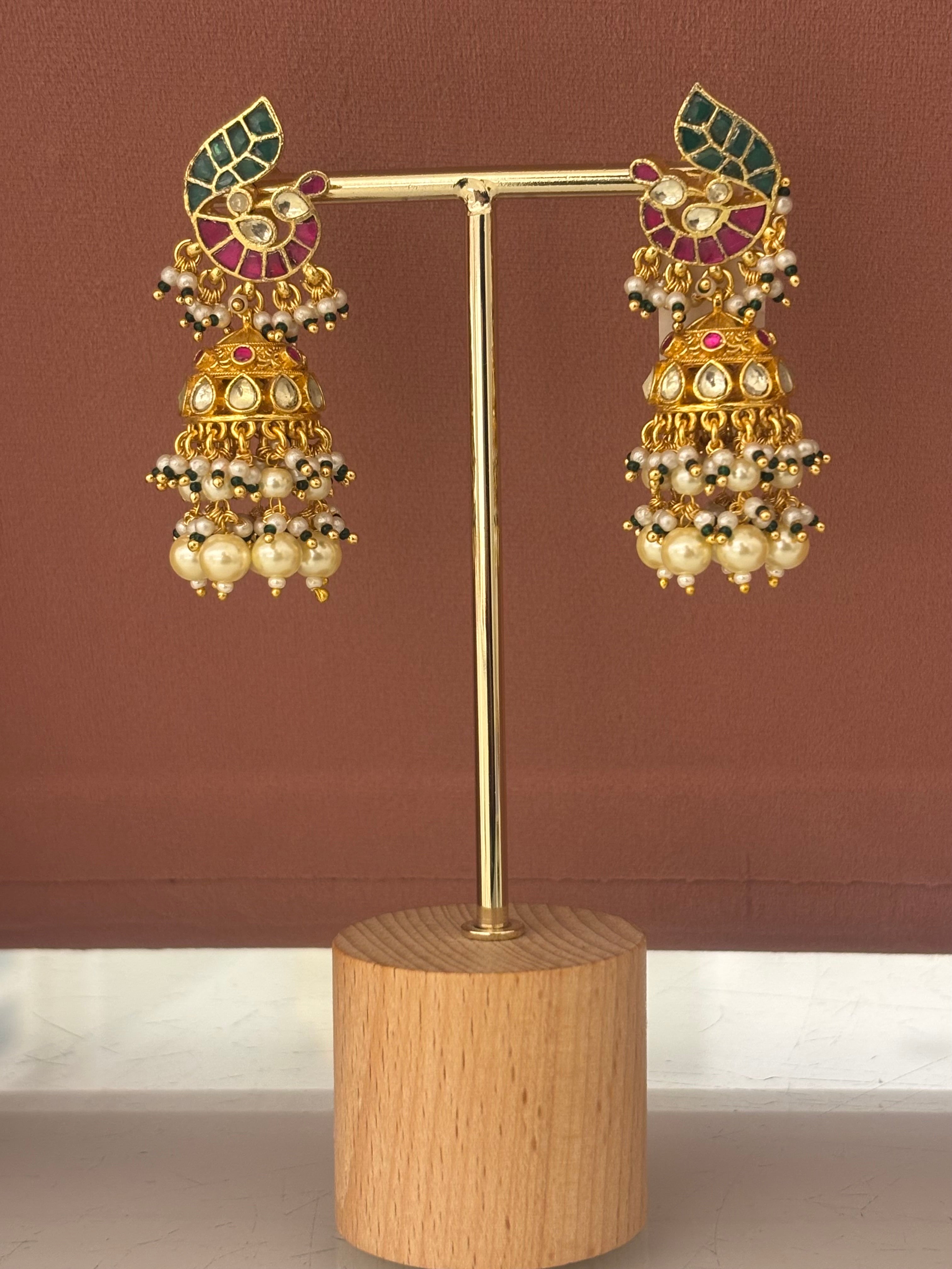 Zarafshan Pachi Kundan Jhumka – Real Finish Edition