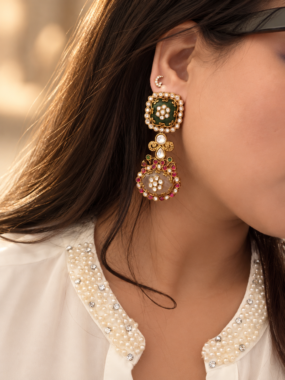 Crescent drop earrings