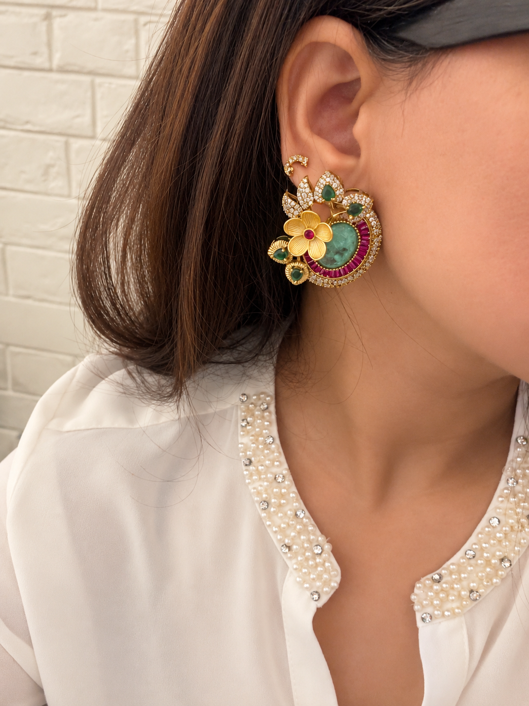Victorian Polki Pearl earring