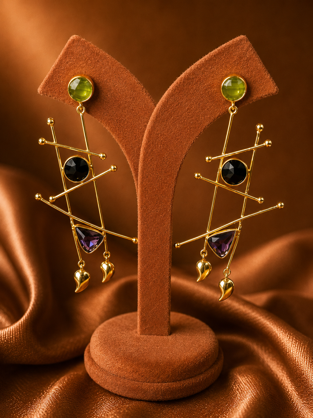 Astera Geometric Gemstone Statement Earrings