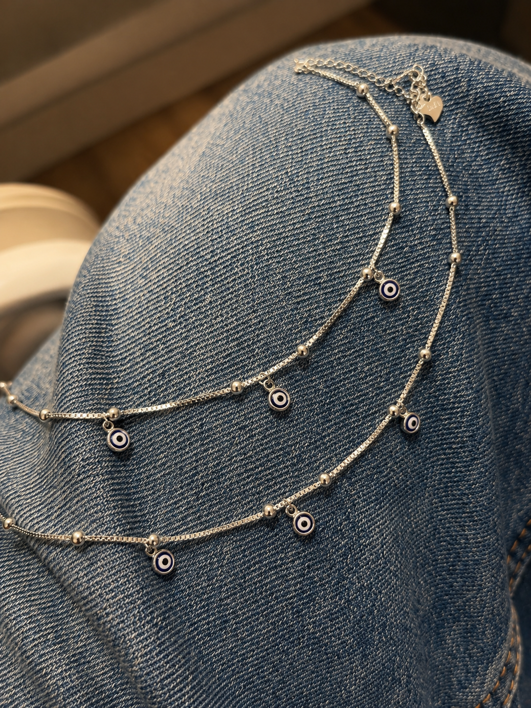 92.5 Sterling Silver Evil Eye Anklet