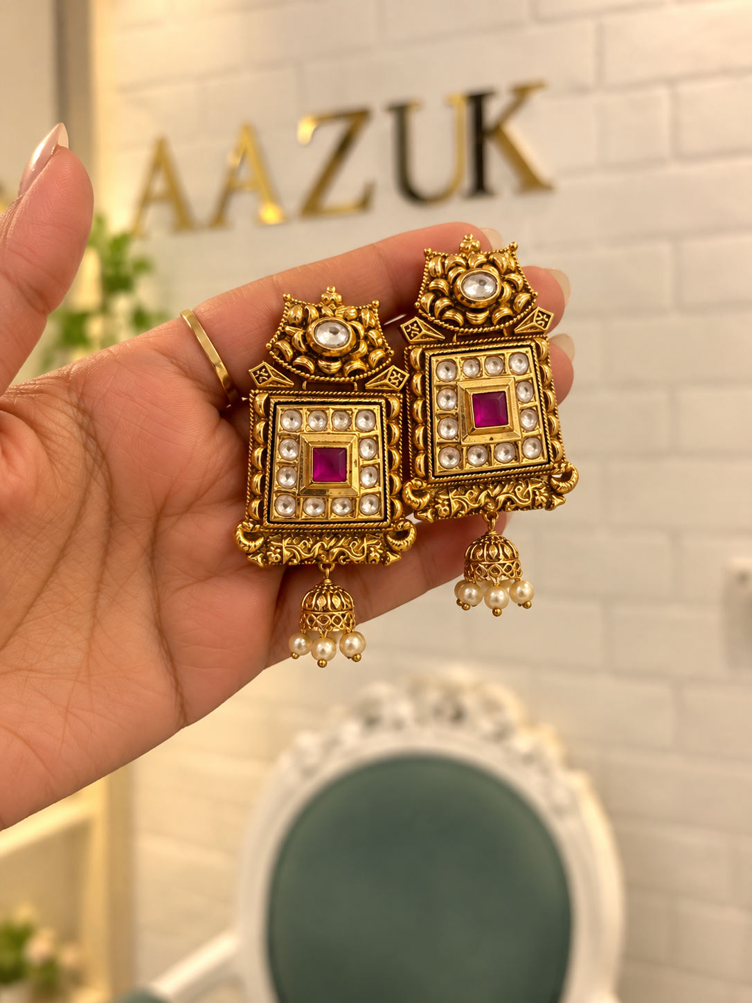 Aarzoo Ruby gold lookalike Chandbali