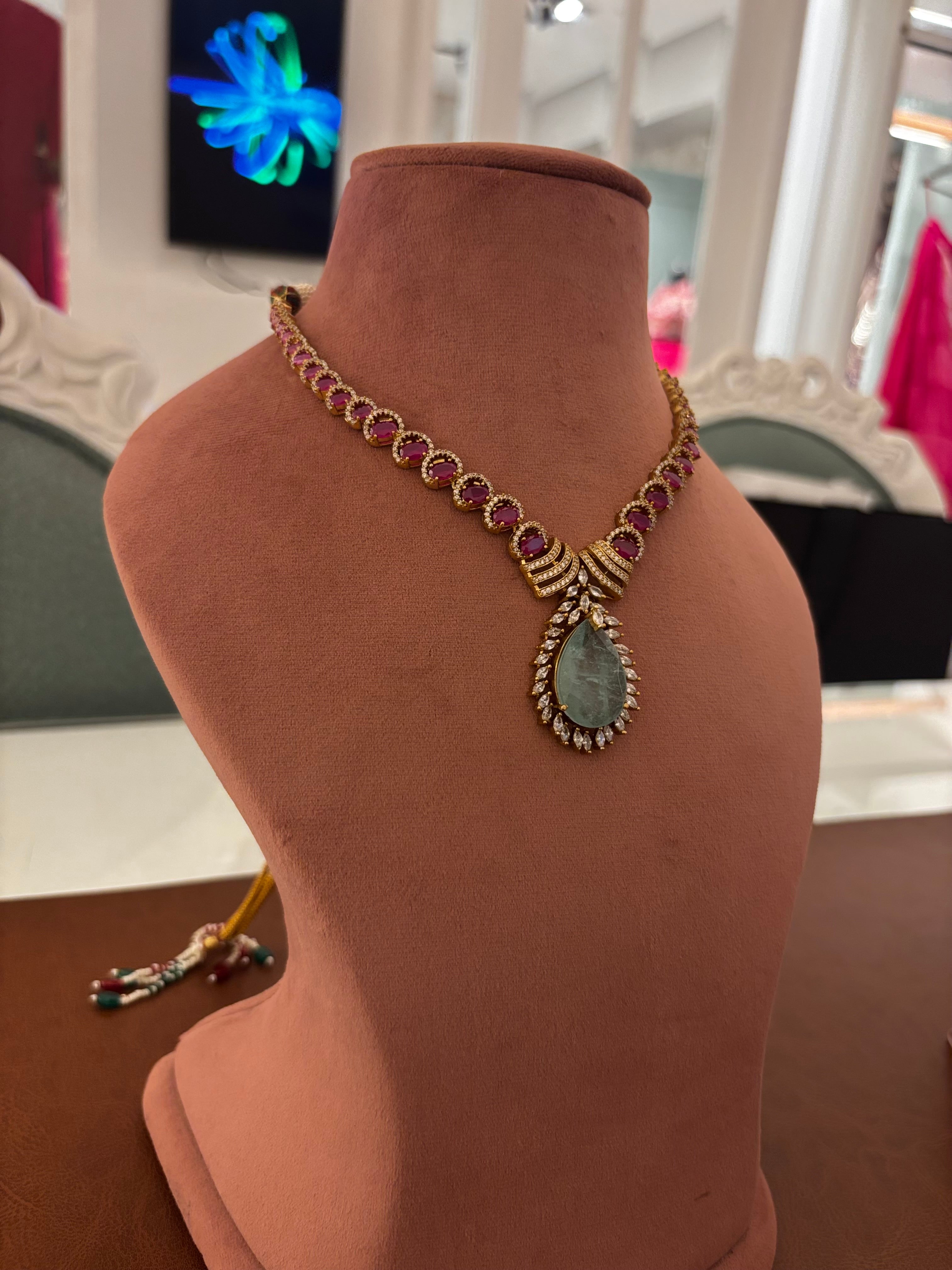 💎 Rubiara Diamond Elegance Set – Ruby Drop Statement Jewellery