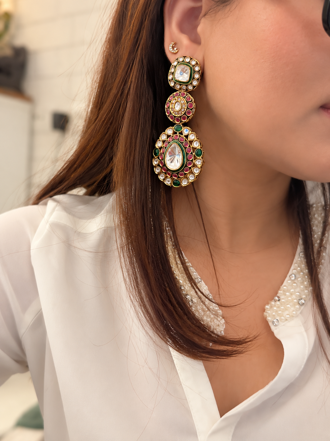 Aaranya Moissanite Chandbali Earrings