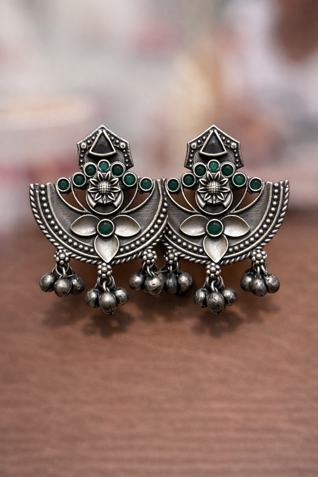 ✨ ChandRuh Silver Chandbalis – Classic Oxidised Ethnic Earrings