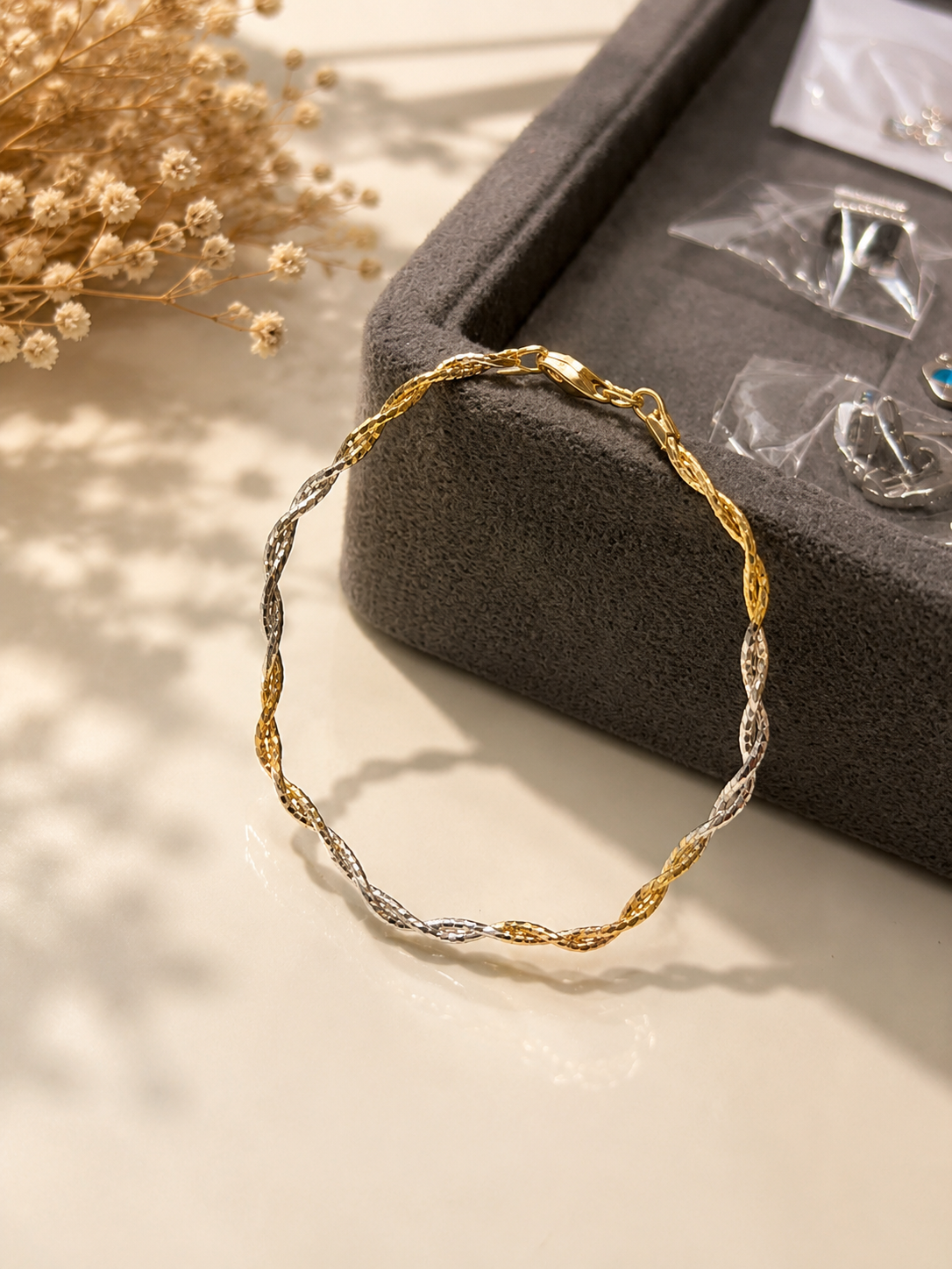 92.5 Sterling Silver Two Tone Twist Bracelet
