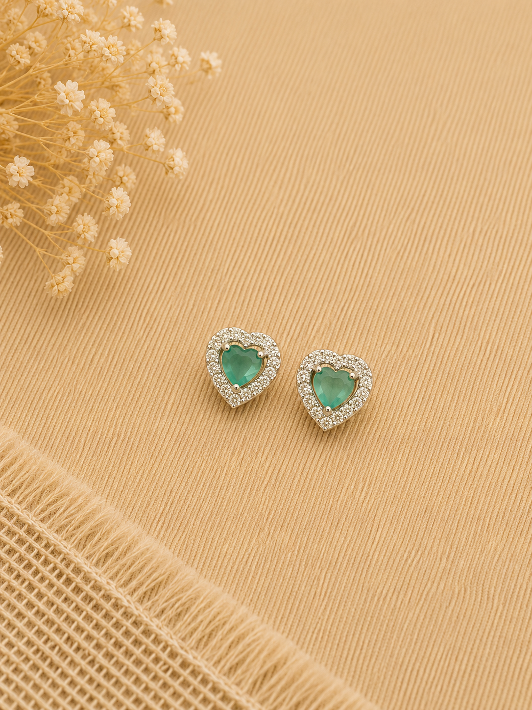 Celeste Heart Silver Studs