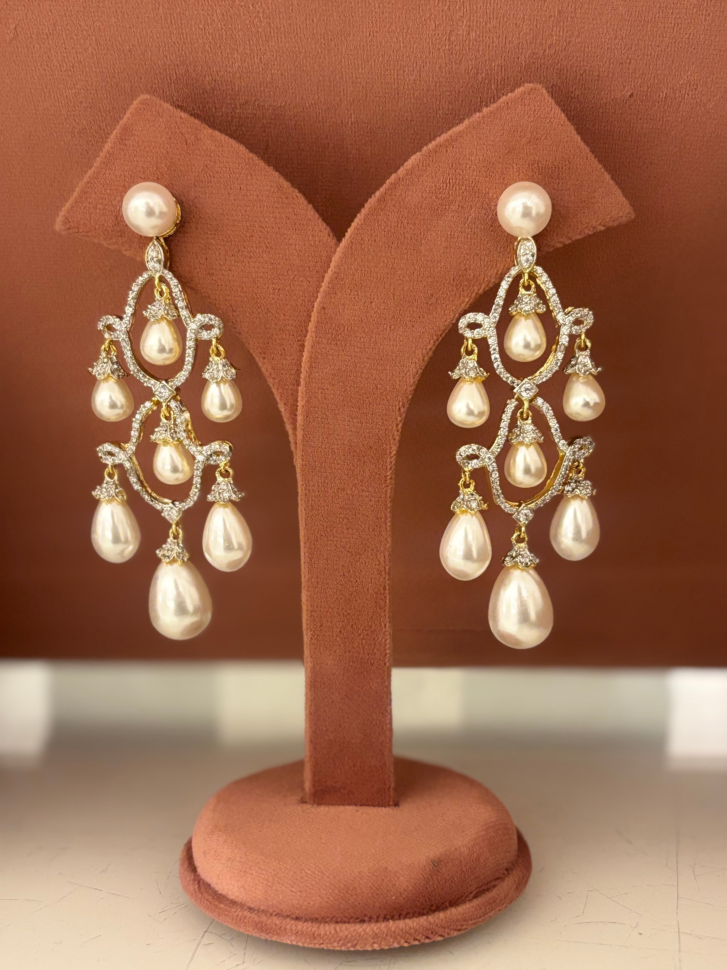 Ivory Grace Pearl Chandelier Earrings