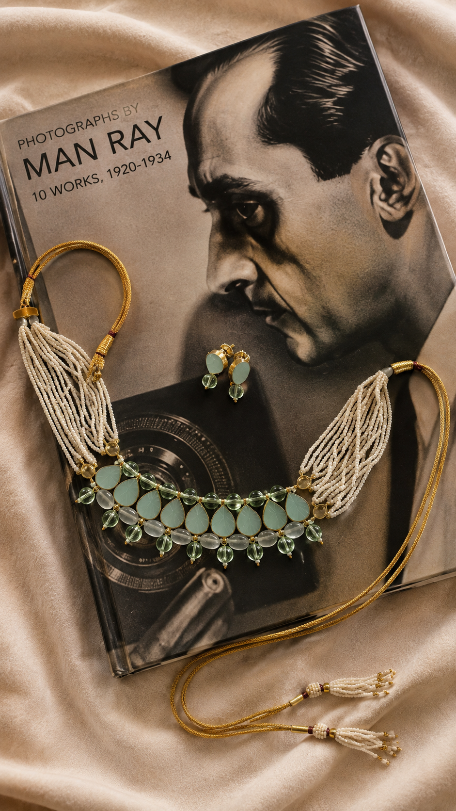 Meher Mint Beaded Statement Necklace Set