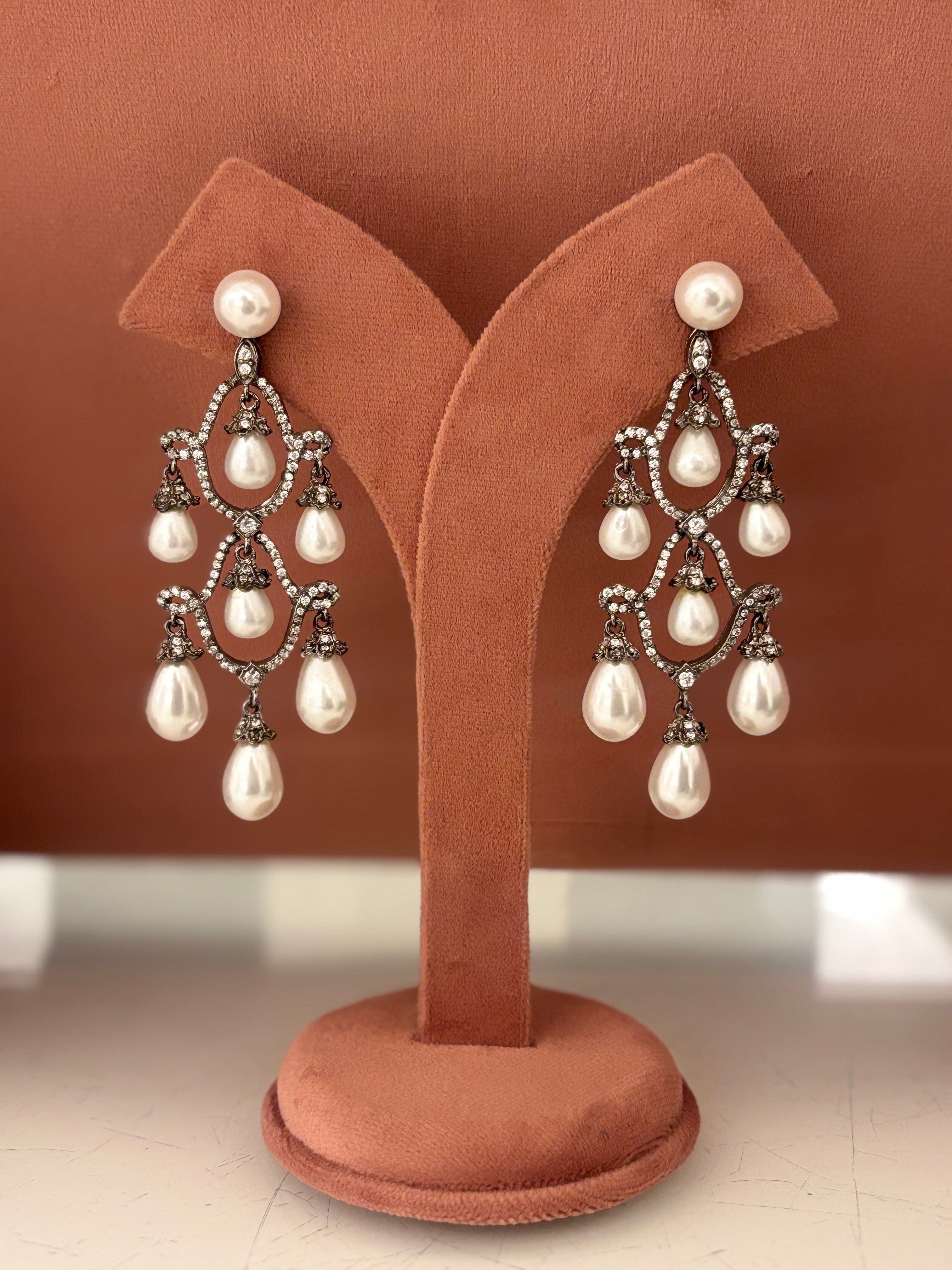 Ivory Grace Pearl Chandelier Earrings