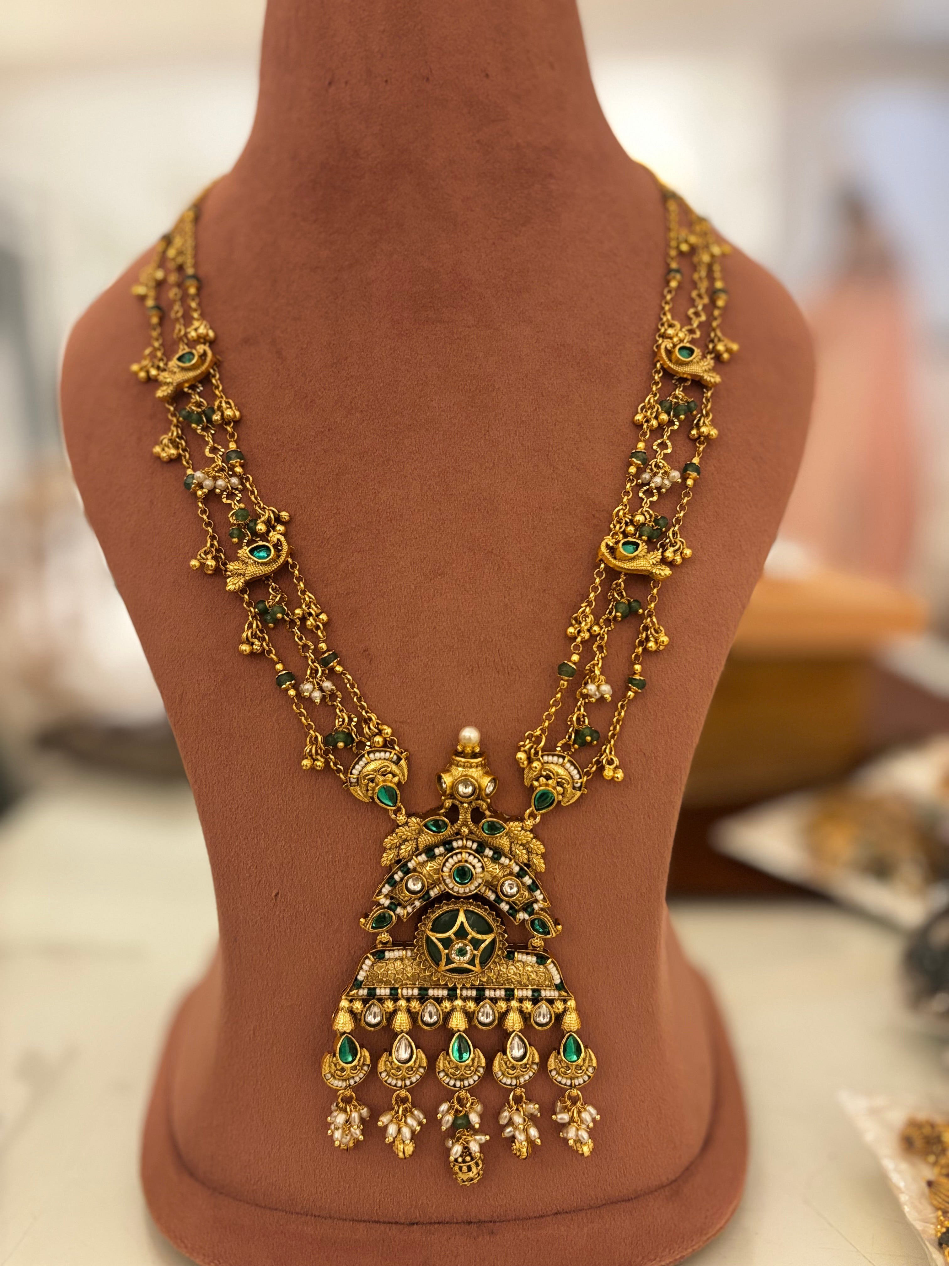 MayurRaj Heritage Haar | Peacock Motif Gold Look‑Alike Long Necklace