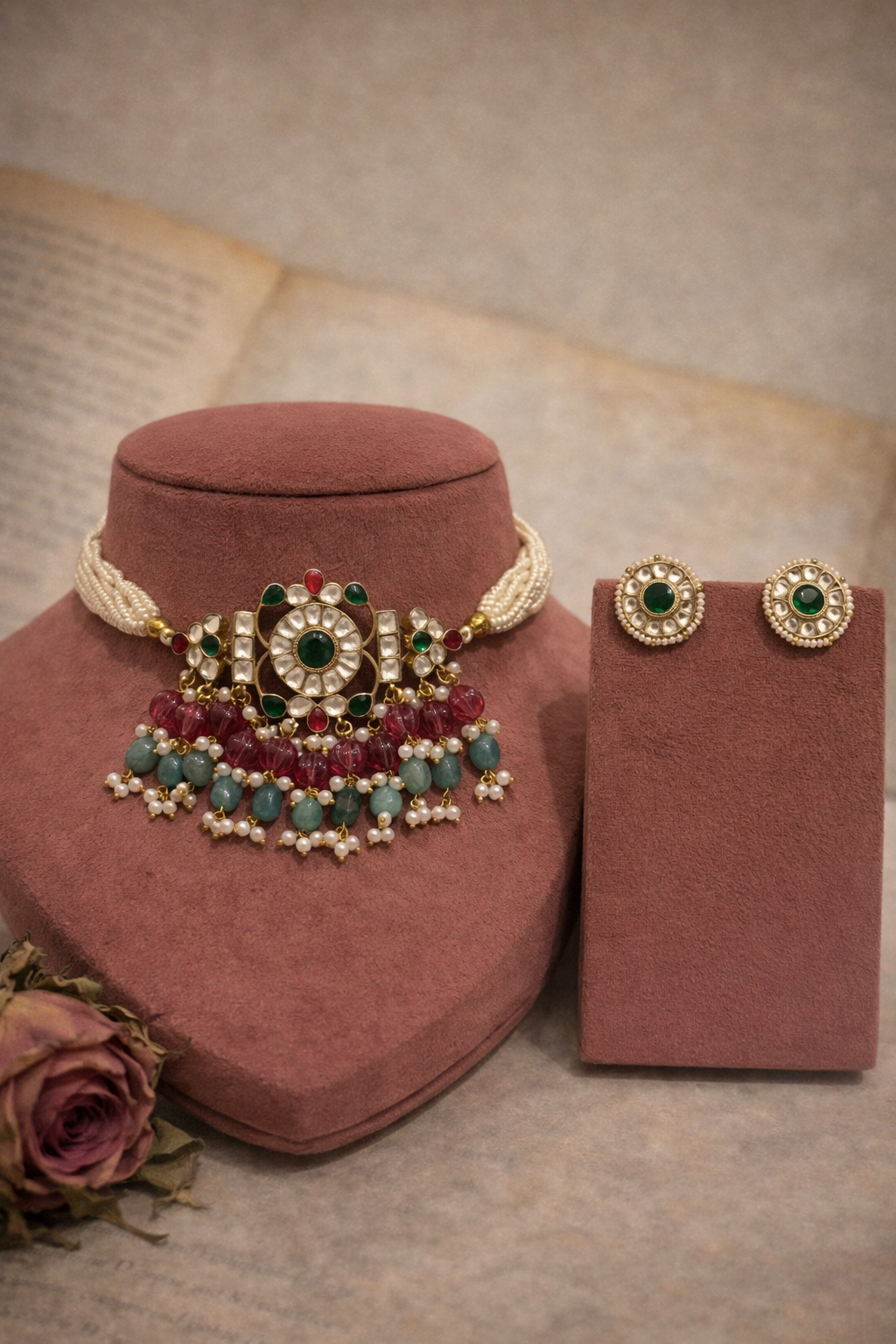 Aarika Pachi Kundan Studded Choker