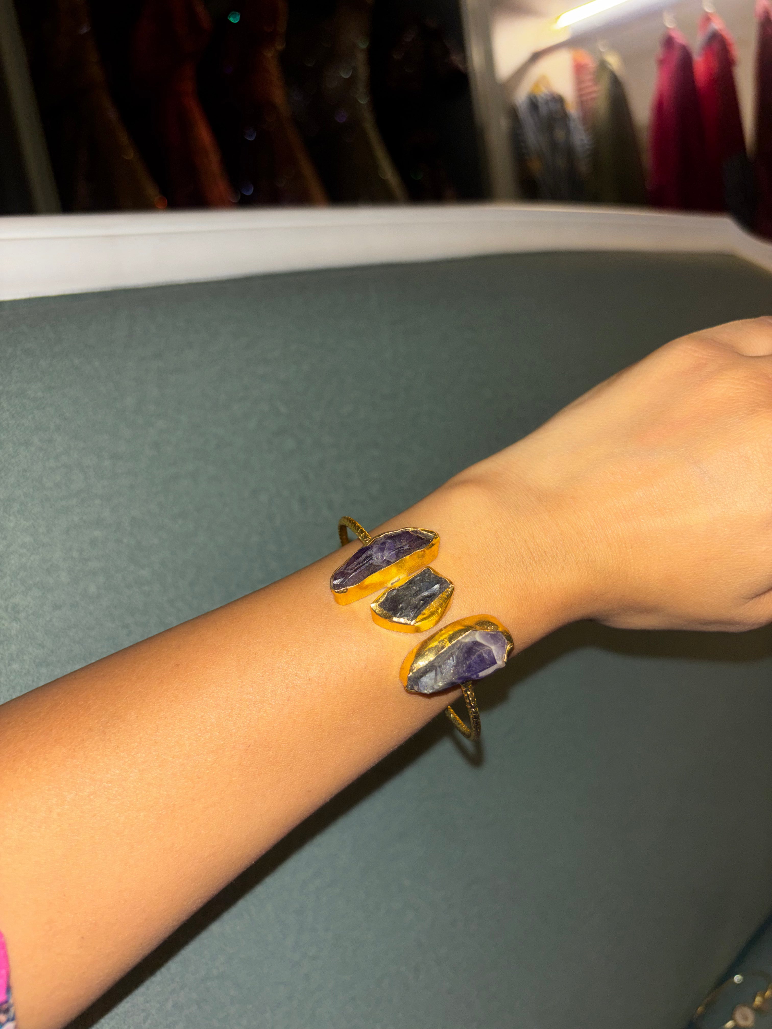 Celestia Raw Amethyst Adjustable Cuff Bracelet