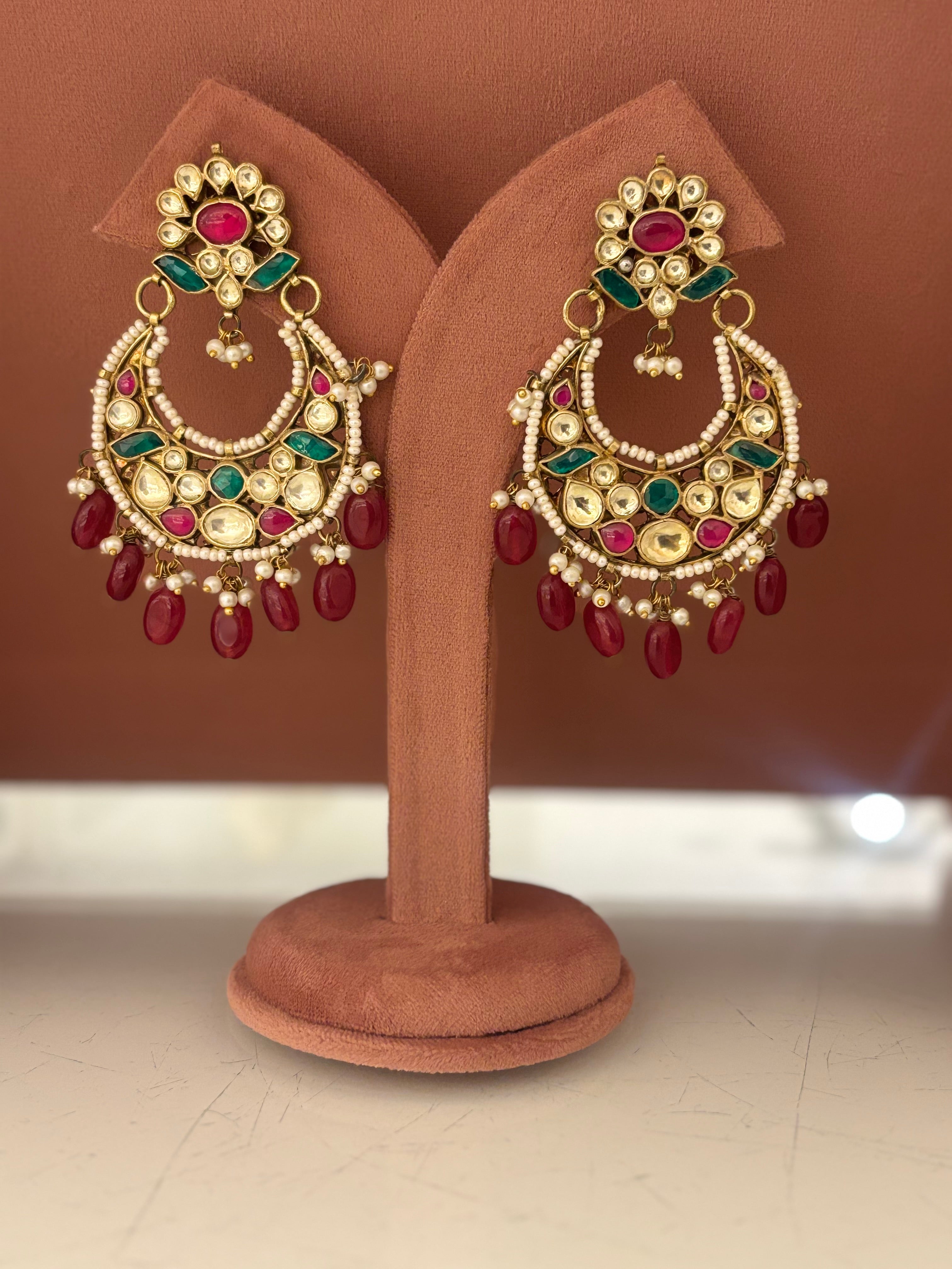 Aarzoo Emerald & Ruby Chandbali- Clearance